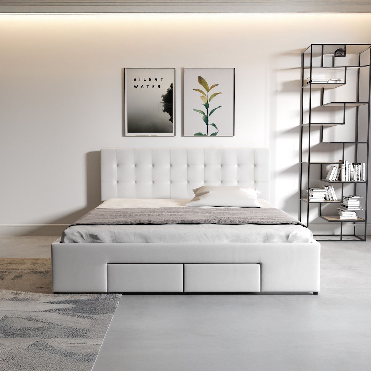 Milo - Tweepersoonsbed met lades - Wit - 160x200 cm