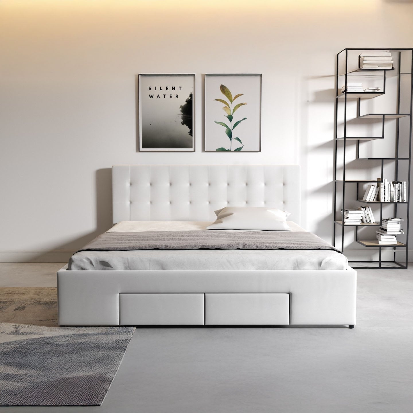 Milo - Tweepersoonsbed met lades - Wit - 180x200 cm