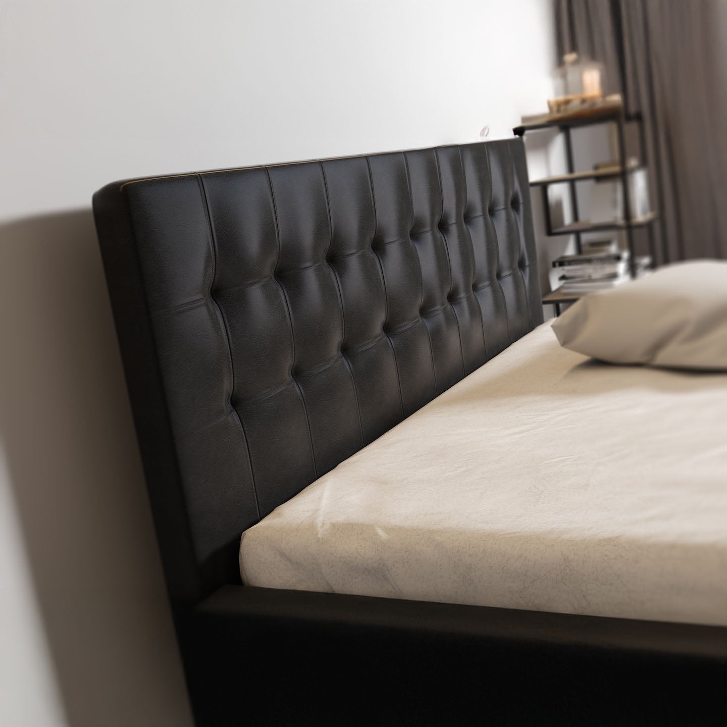 Milo - Tweepersoonsbed met lades - Zwart - 180x200 cm