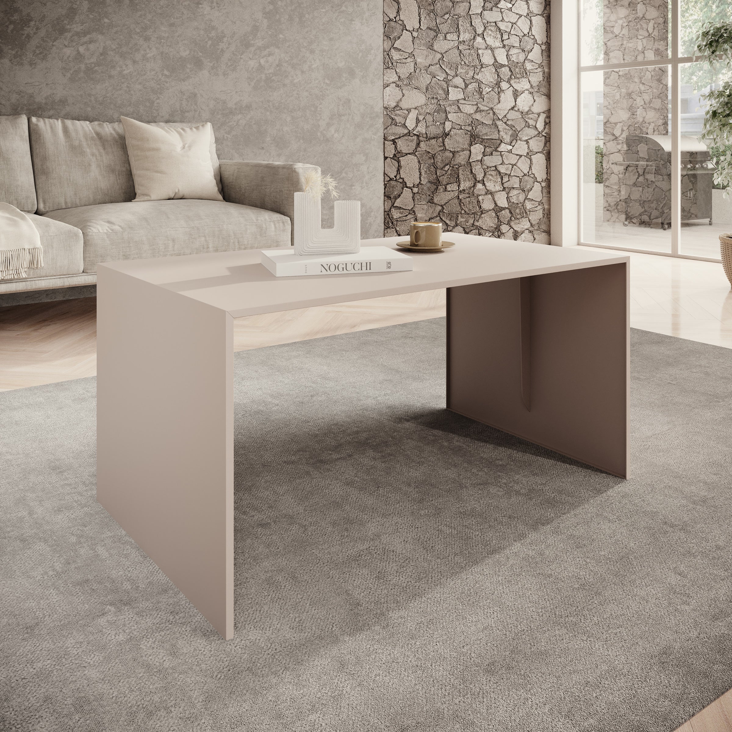 Miraal - Salontafel - Beige metaal - 100x60x50 cm