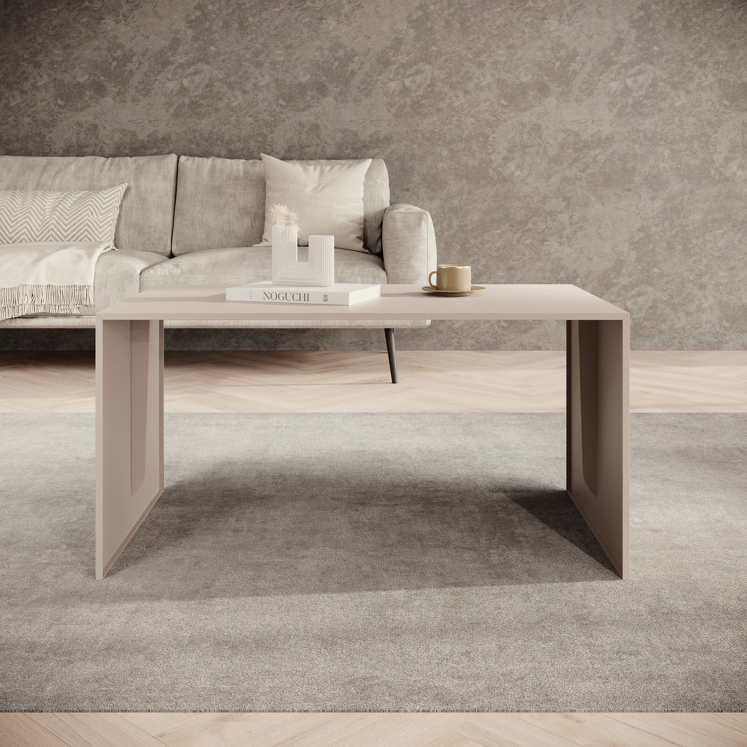 Miraal - Salontafel - Beige metaal - 100x60x50 cm