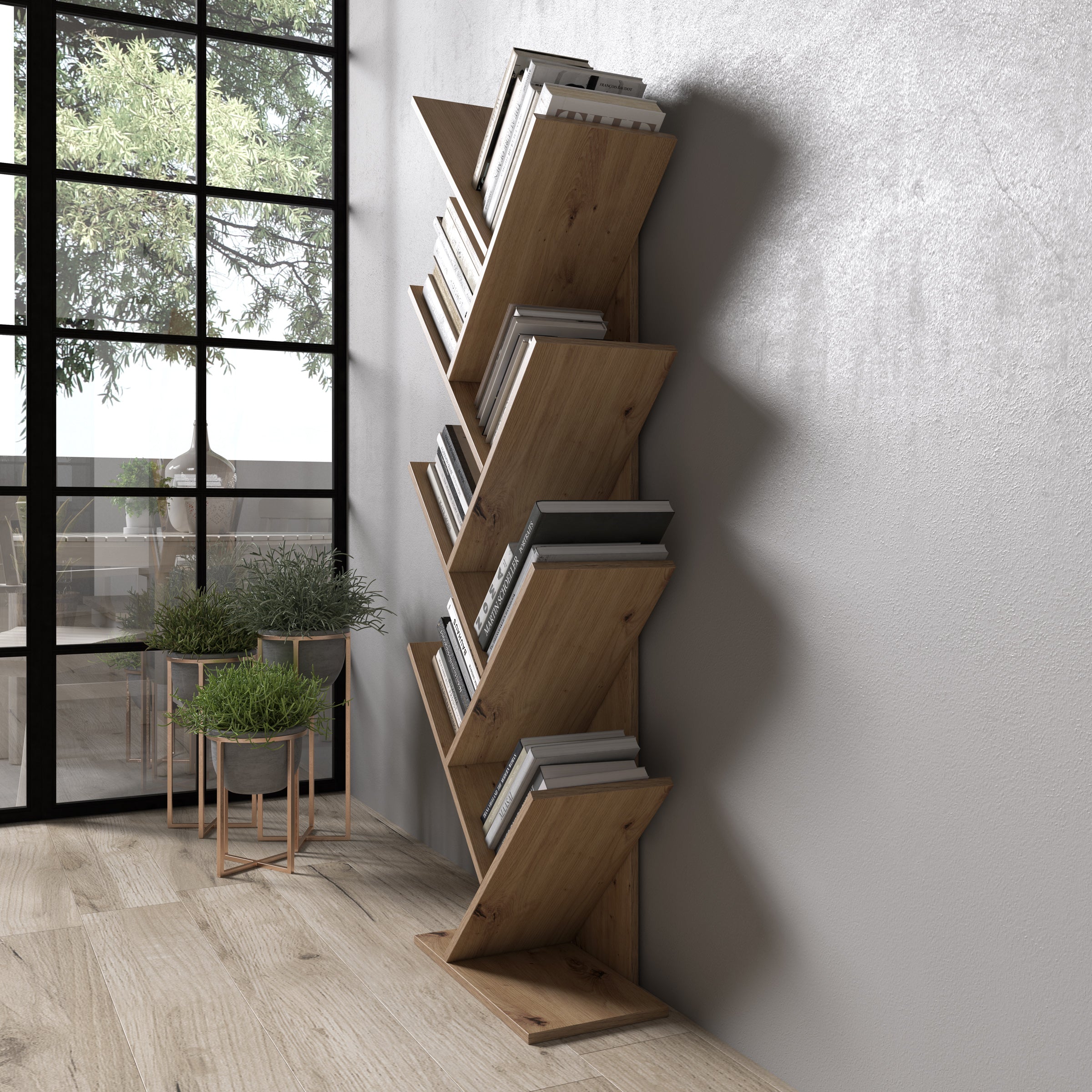 Mirabelle - Boekenkast - Eikenpatroon - 49x24x149 cm