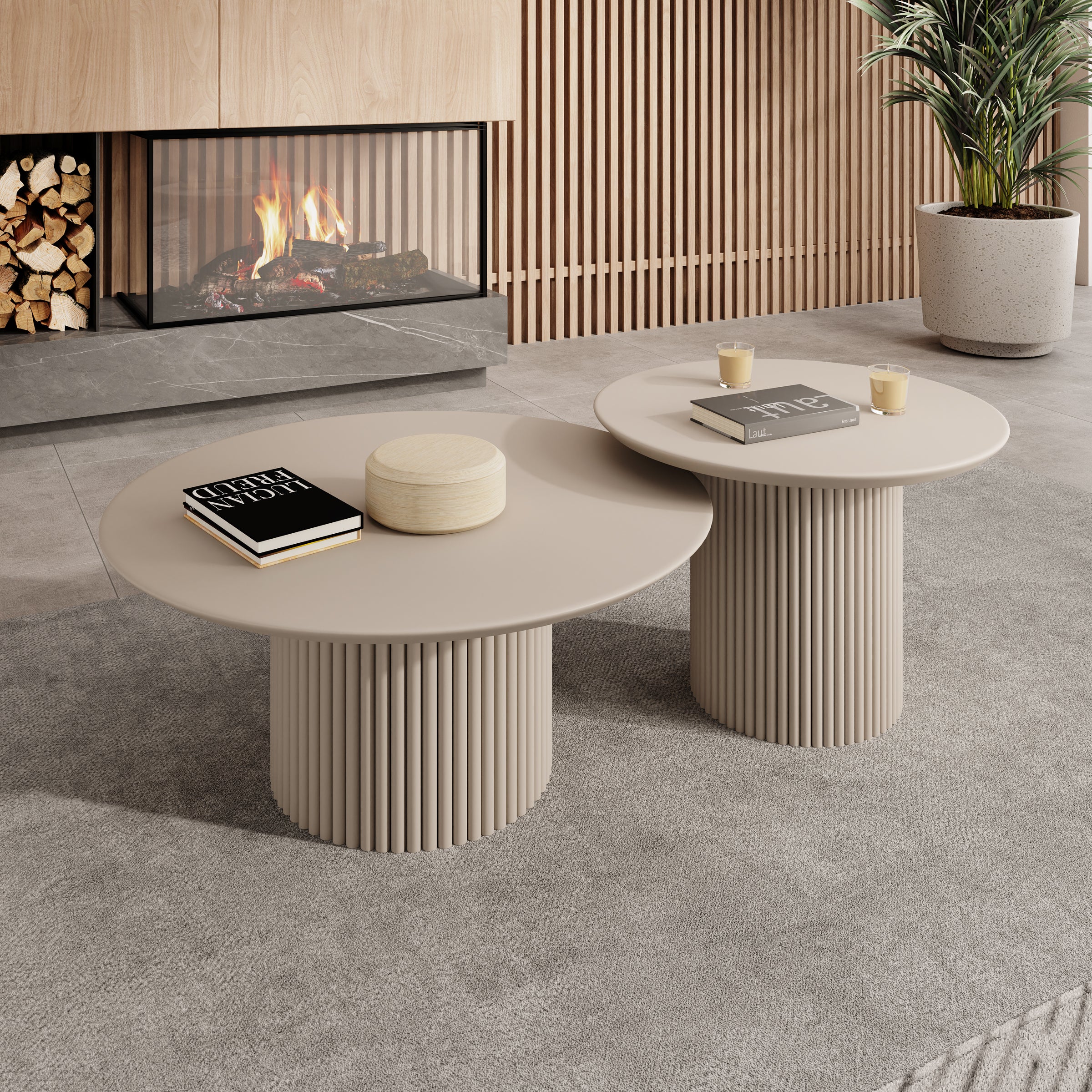 Mixx - Salontafel set van 2 - Beige - 80x36 cm