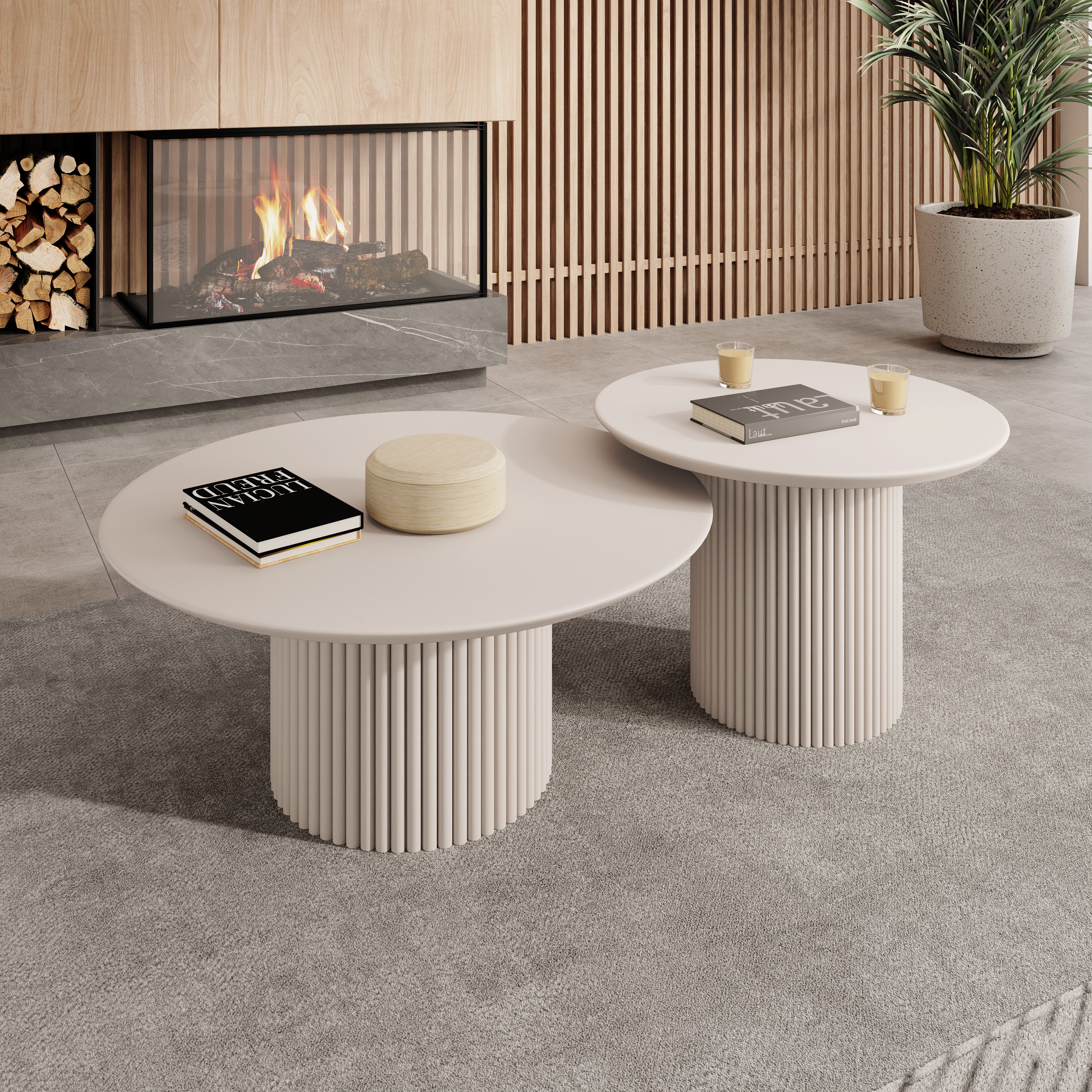 Mixx - Salontafel set van 2 - Beige - 80x36 cm
