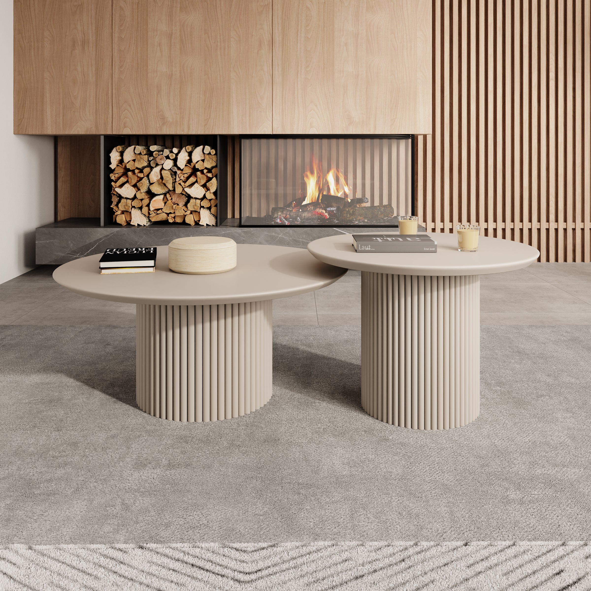 Mixx - Salontafel set van 2 - Beige - 80x36 cm