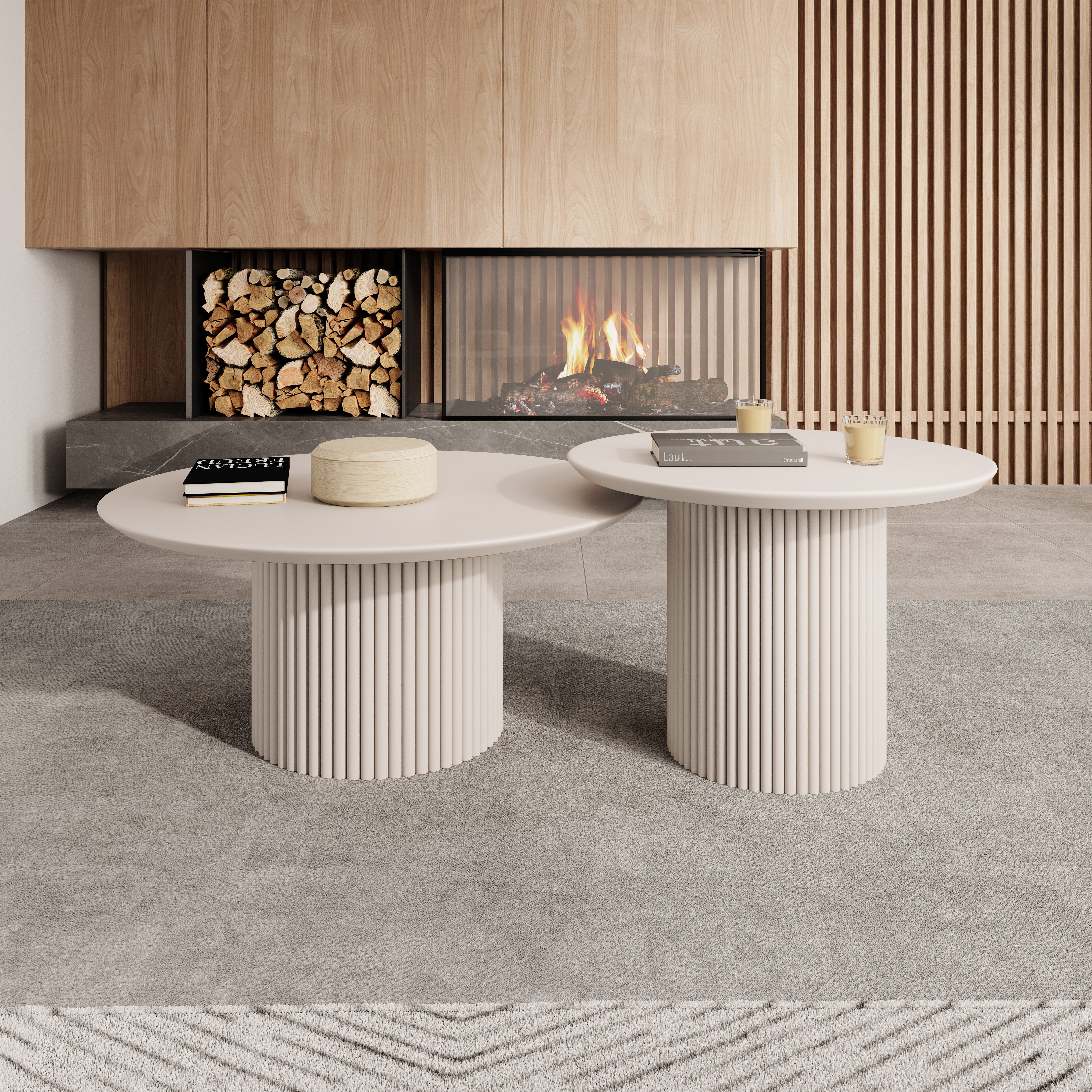 Mixx - Salontafel set van 2 - Beige - 80x36 cm