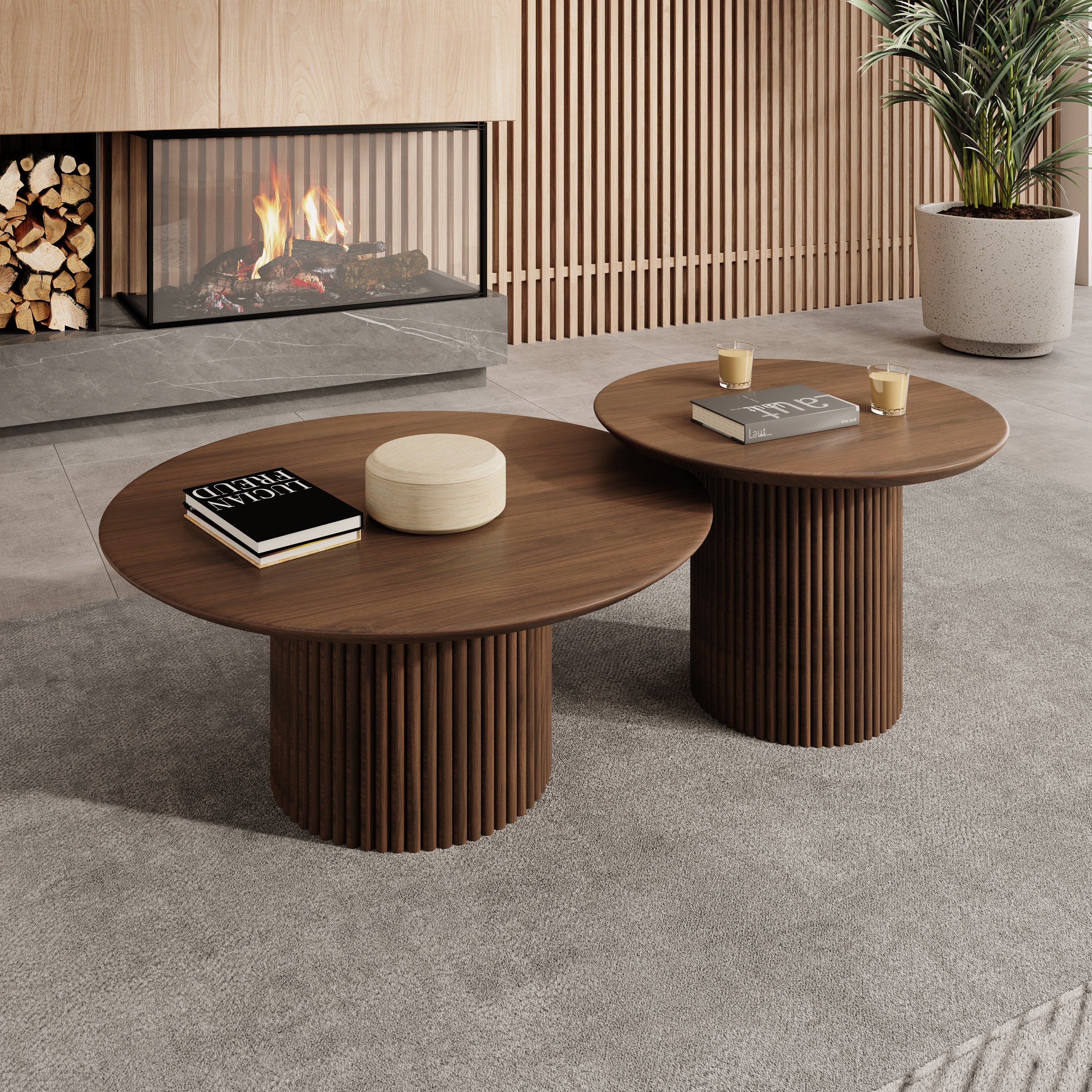 Mixx - Salontafel  set van 2 - Walnootpatroon - 80x36 cm
