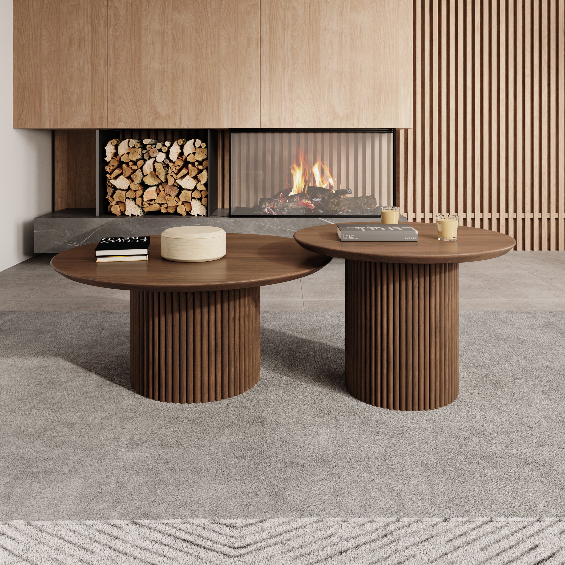 Mixx - Salontafel  set van 2 - Walnootpatroon - 80x36 cm