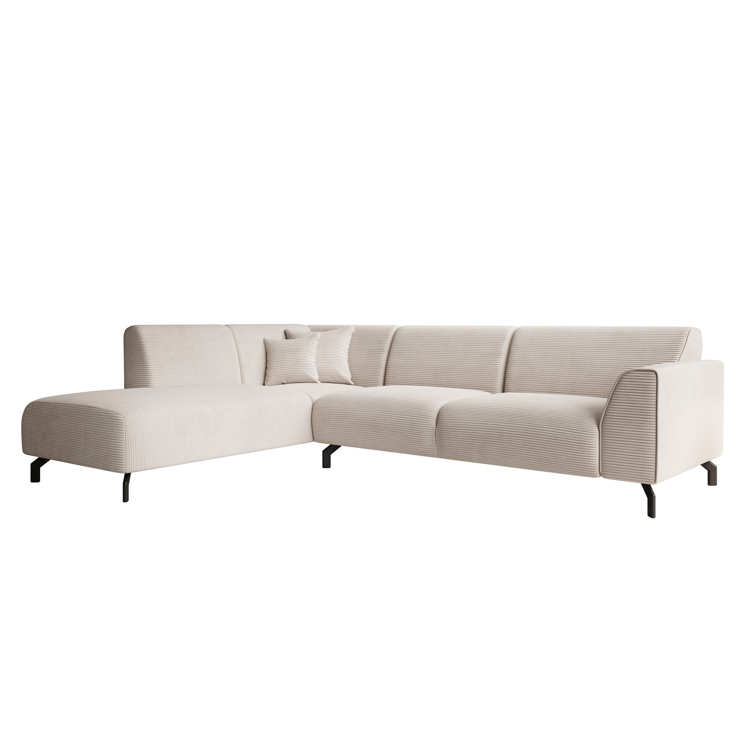 Moana - Hoekbank 4-zits met chaise longue - Ribstof beige - Links