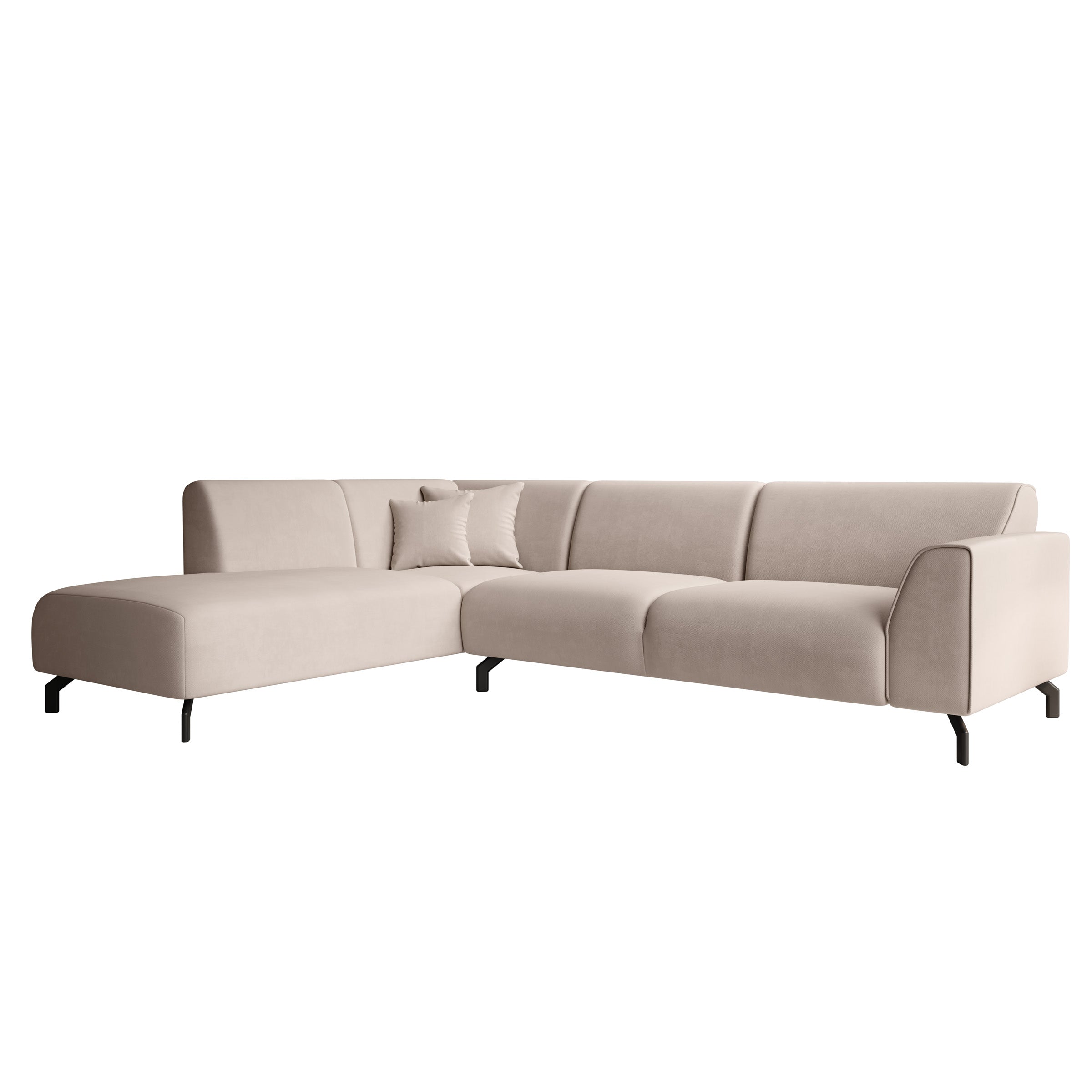 Moana - Hoekbank 4-zits met chaise longue - Stof beige - Links