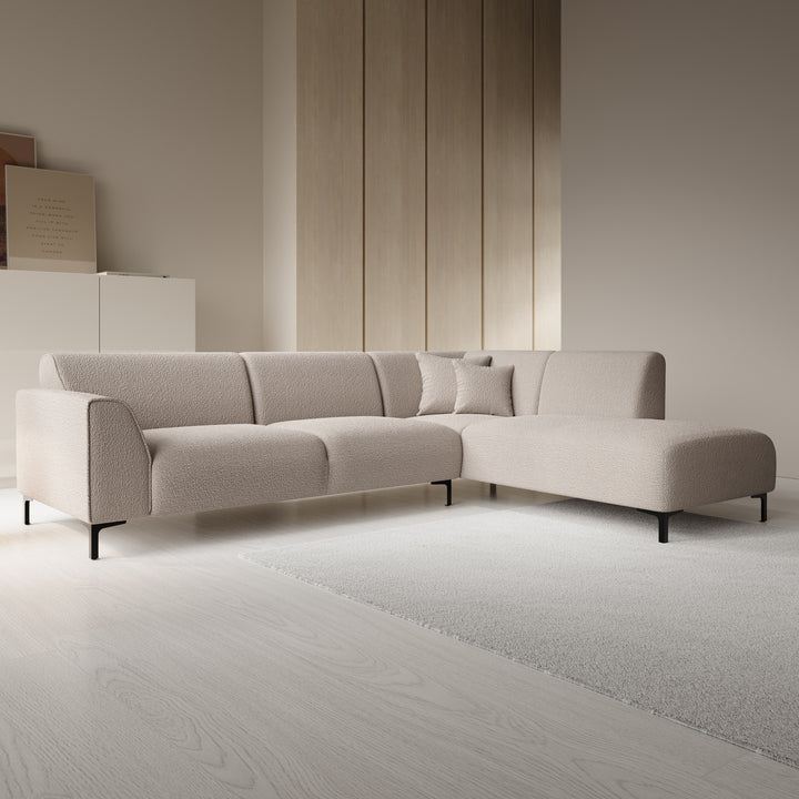 Moana - Hoekbank 4-zits met chaise longue - Teddystof beige - Rechts