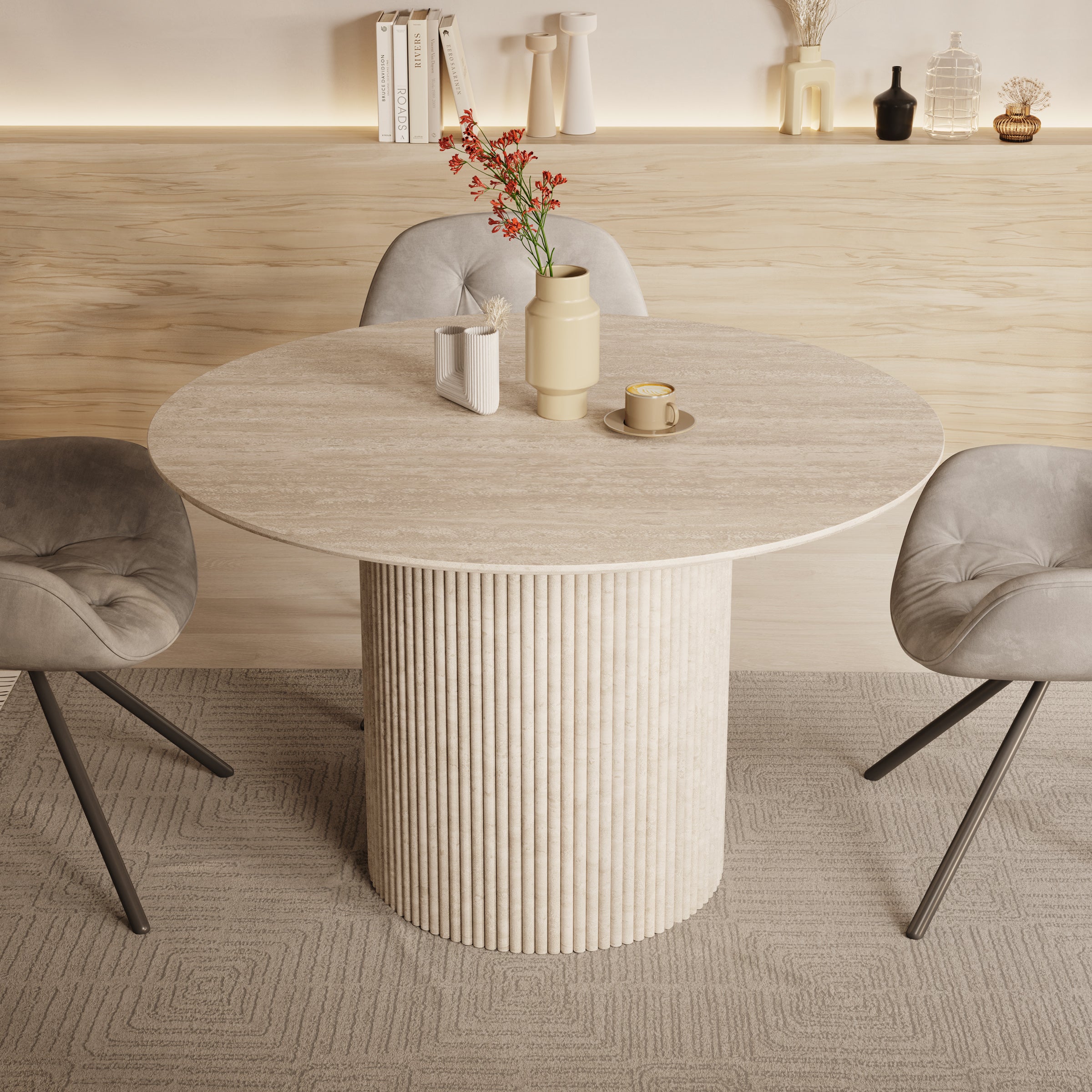 Modena - Eetkamertafel - Travertin - 120x120x76 cm