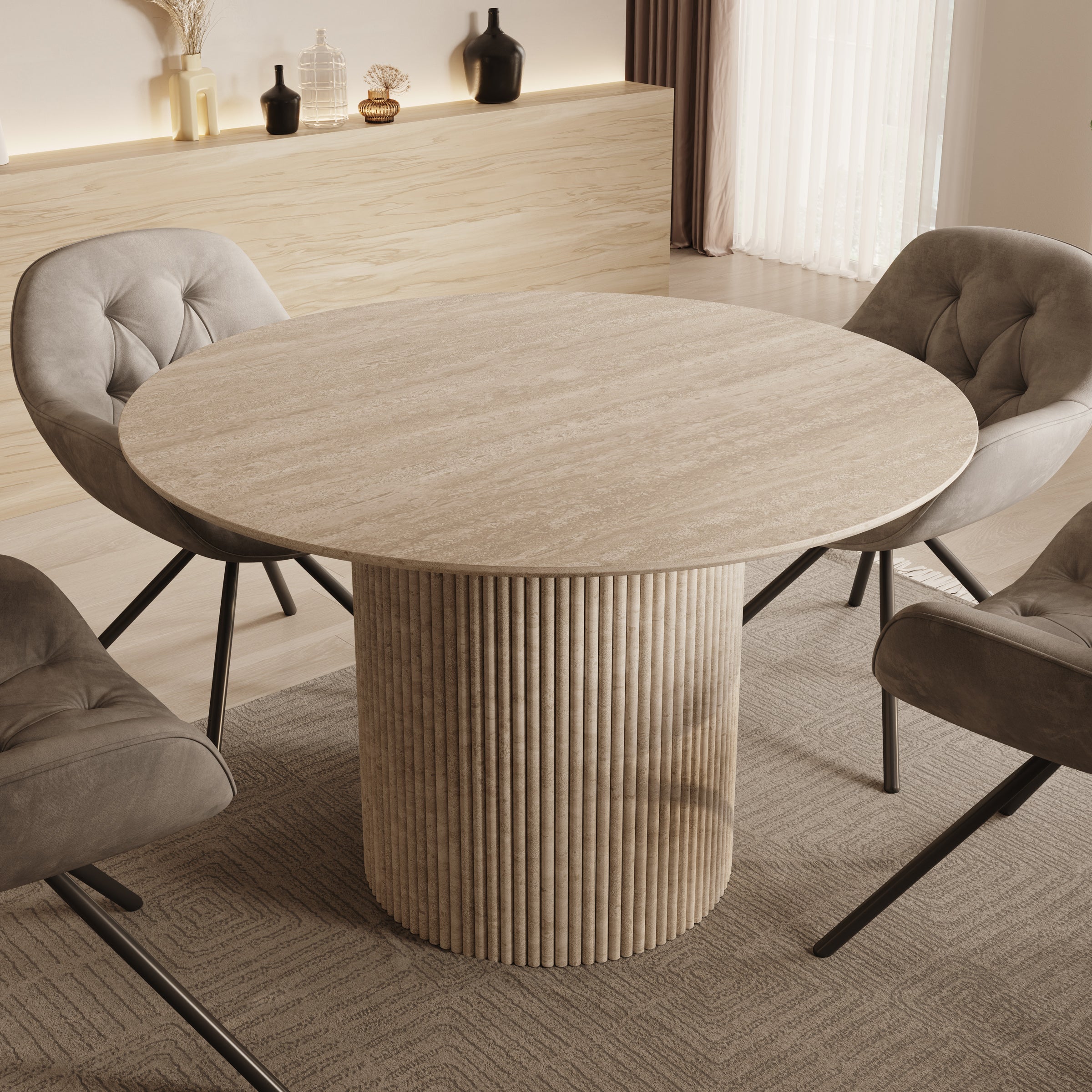 Modena - Eetkamertafel - Travertin - 120x120x76 cm