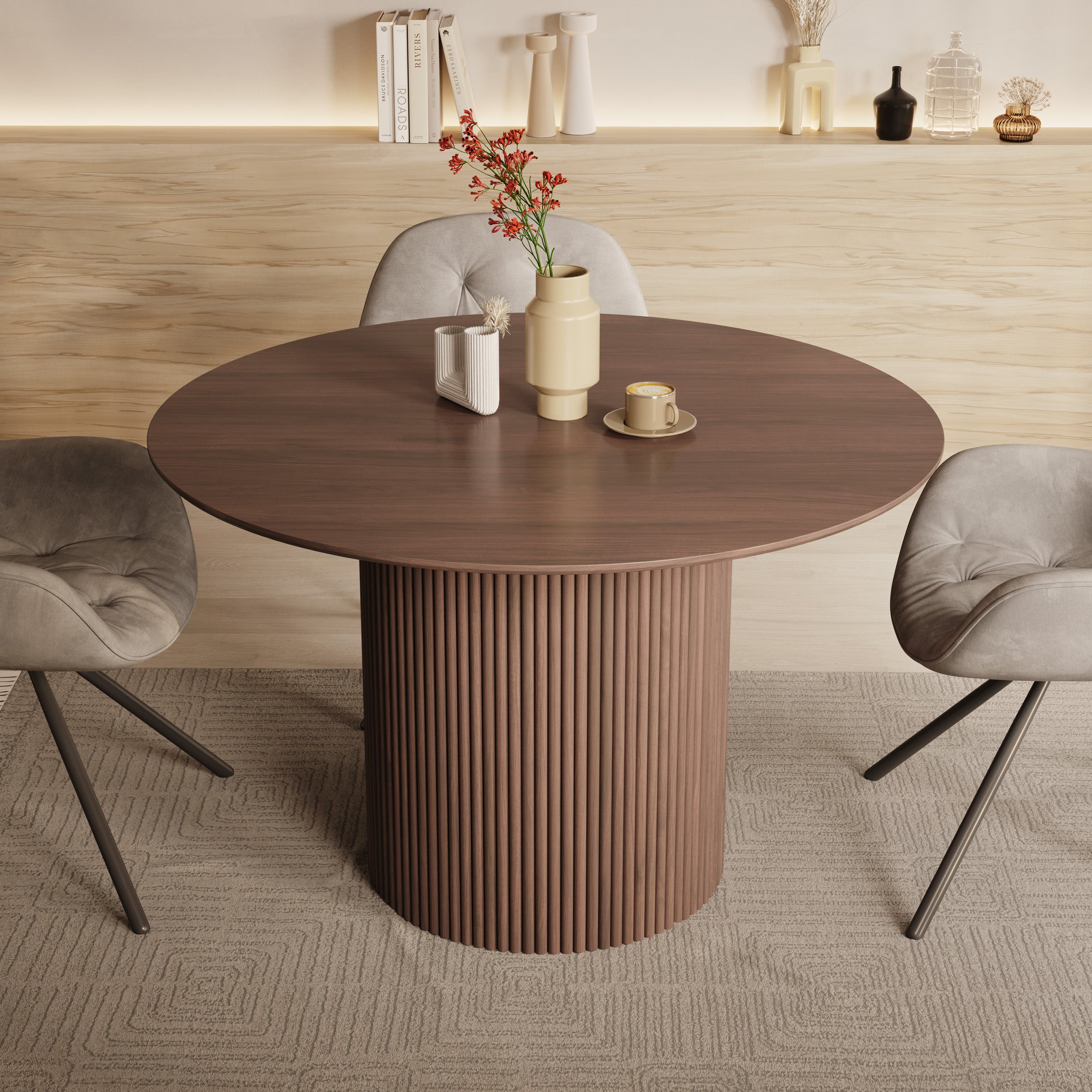 Modena - Eetkamertafel - Walnootpatroon - 120x120x76 cm