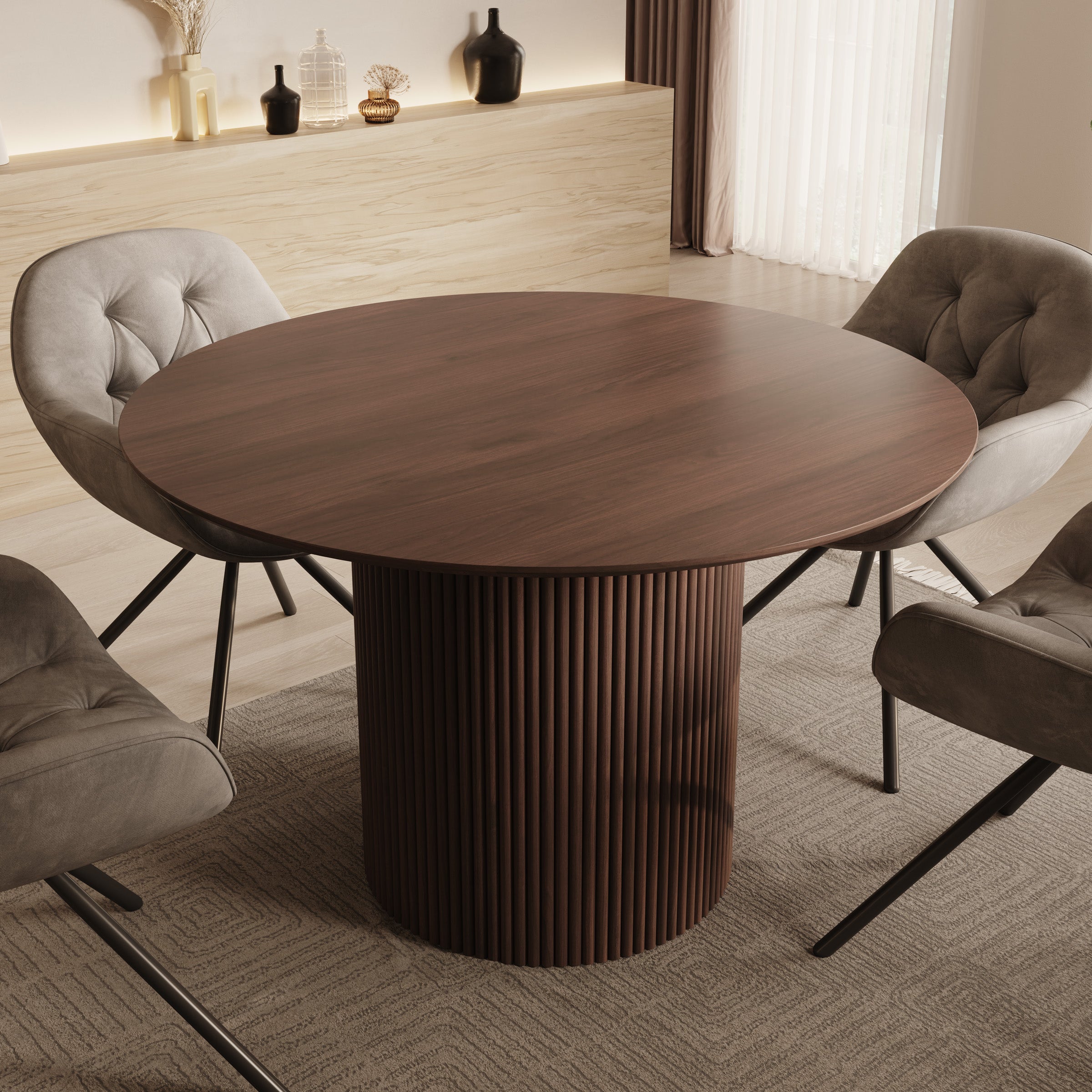 Modena - Eetkamertafel - Walnootpatroon - 120x120x76 cm