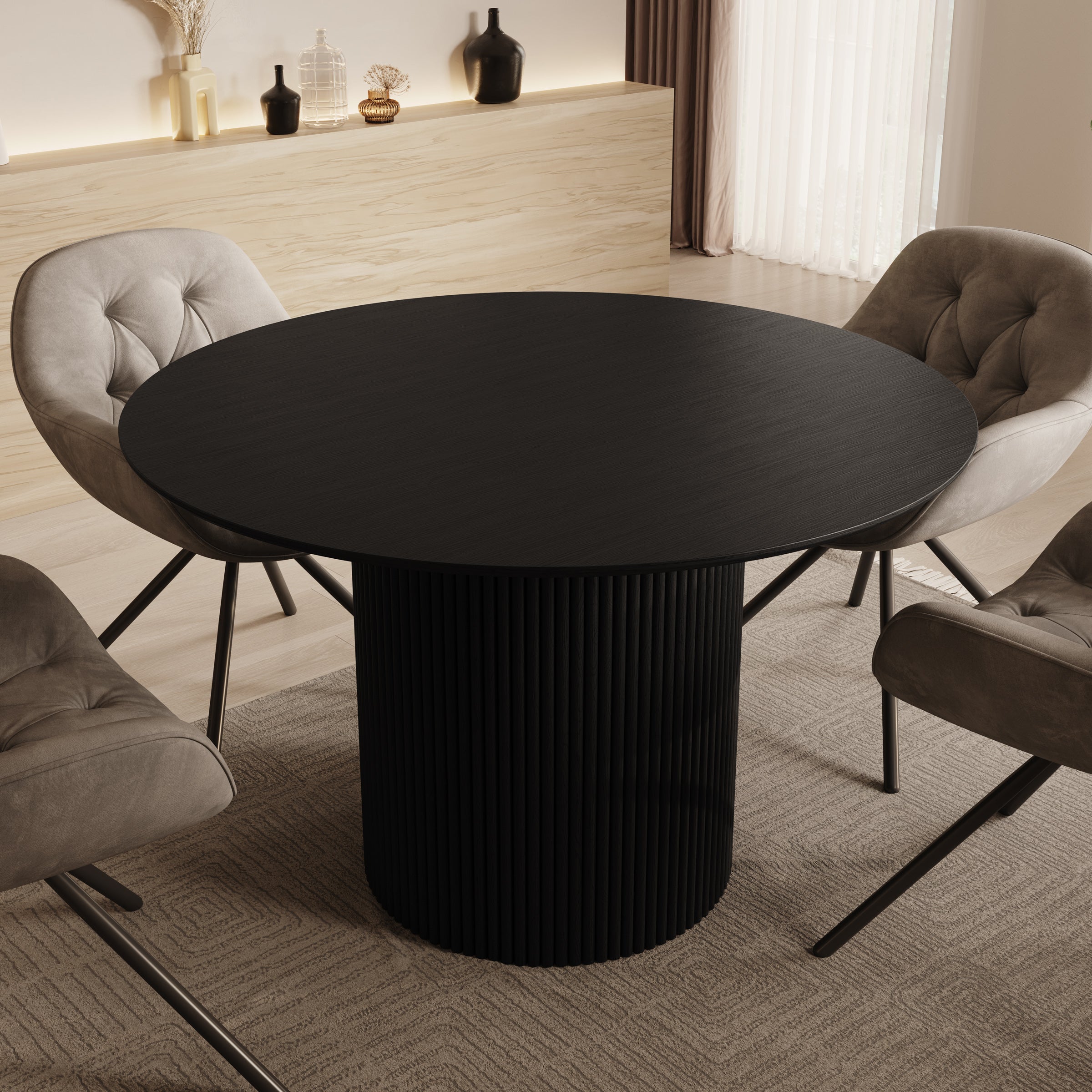 Modena - Eetkamertafel - Zwart - 120x120x76 cm