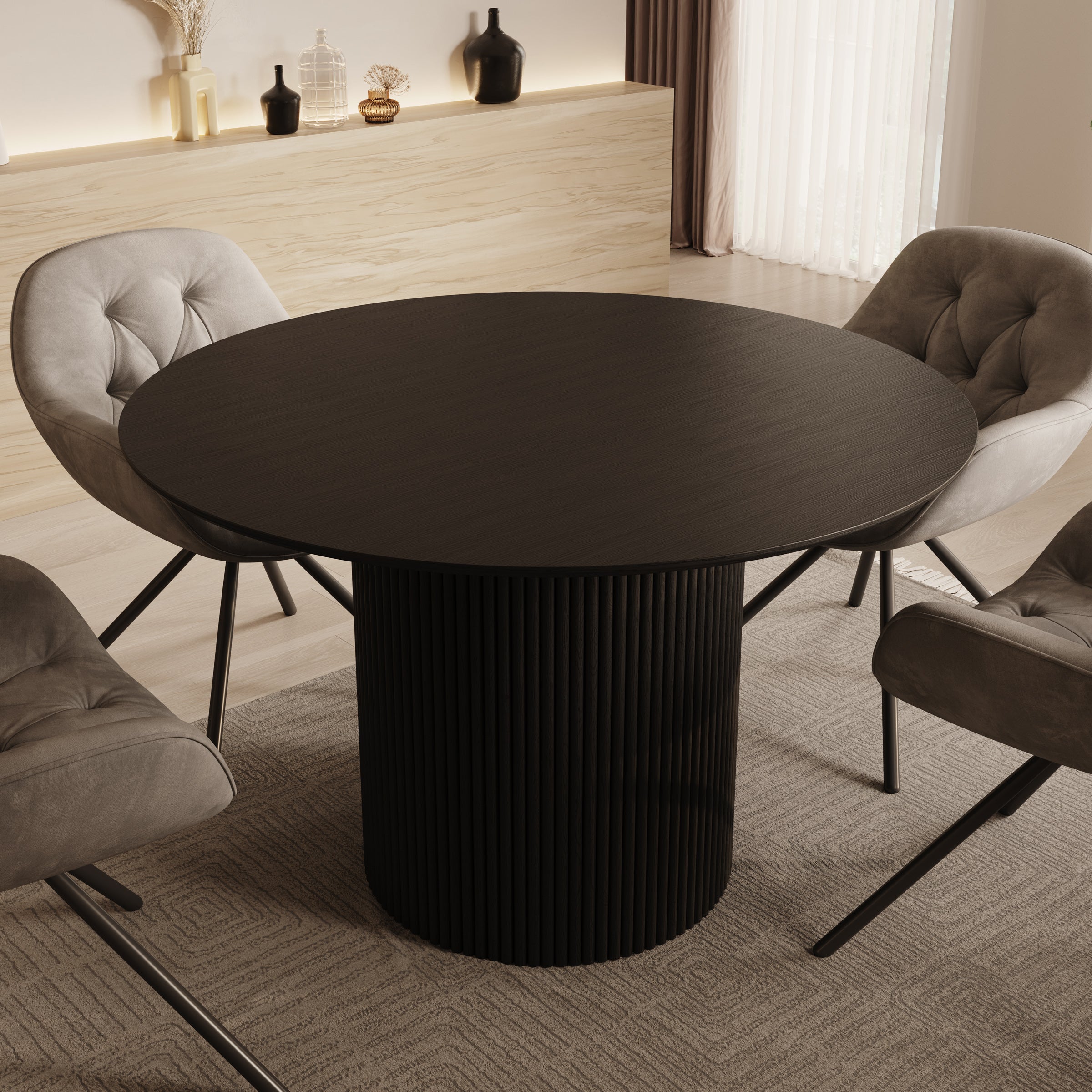 Modena - Eetkamertafel - Zwart - 120x120x76 cm
