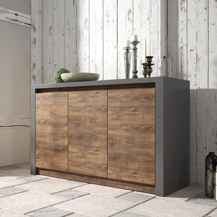 Monaco - Dressoir - Eiken/grijs - 130x43x80 cm