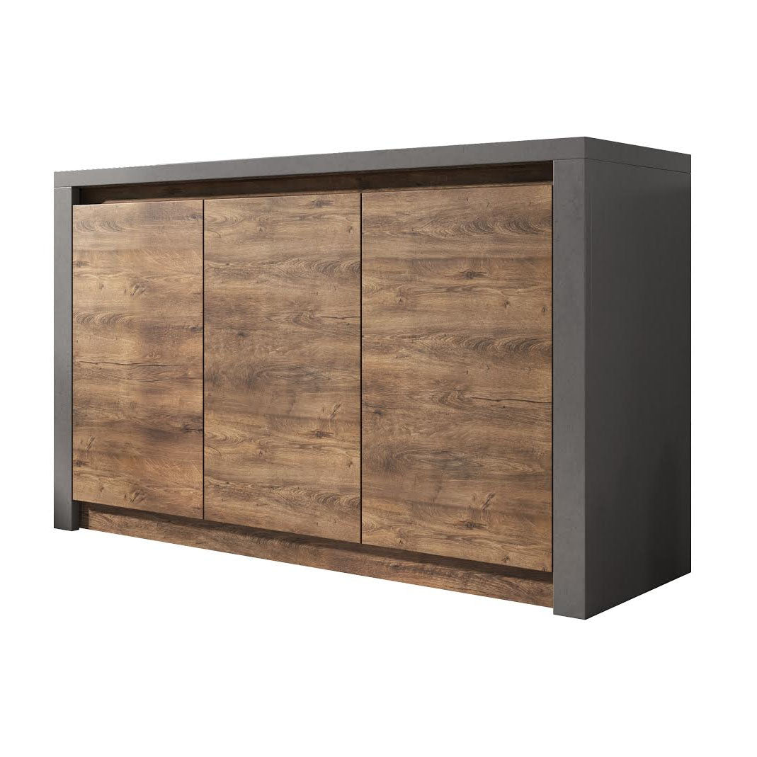 Monaco - Dressoir - Eiken/grijs - 130x43x80 cm
