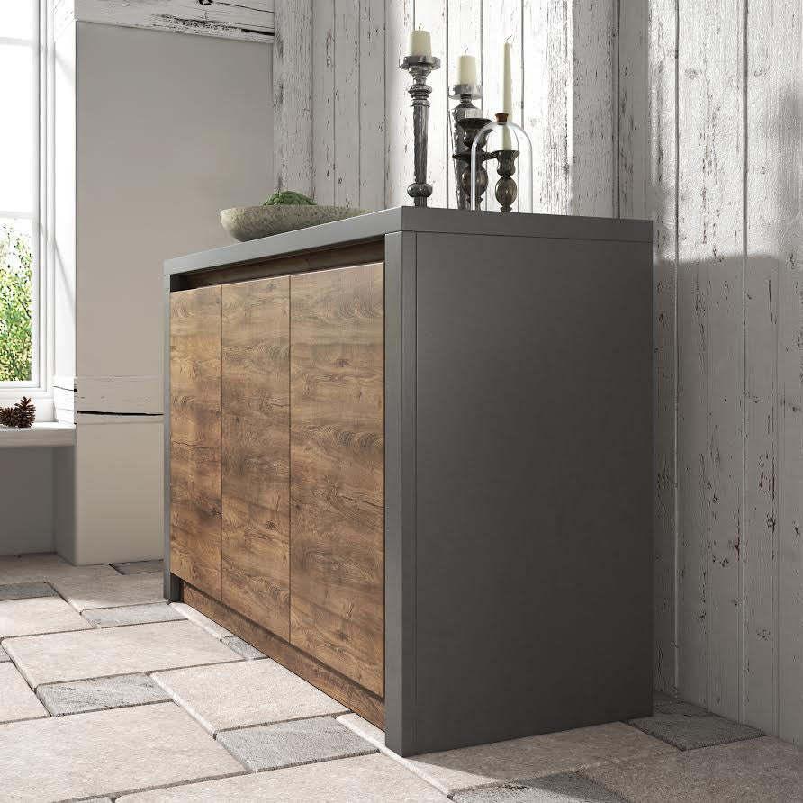 Monaco - Dressoir - Eiken/grijs - 130x43x80 cm