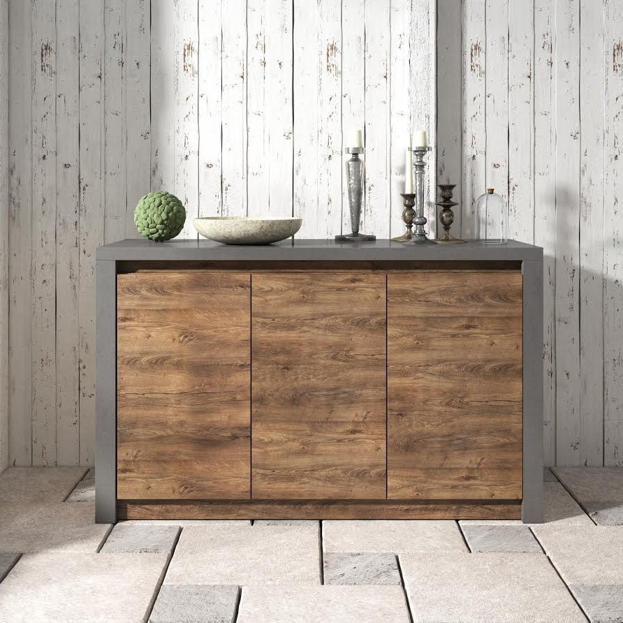 Monaco - Dressoir - Eiken/grijs - 130x43x80 cm