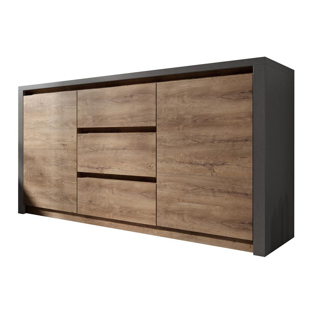 Monaco - Dressoir - Eiken/grijs - 140x43x80 cm