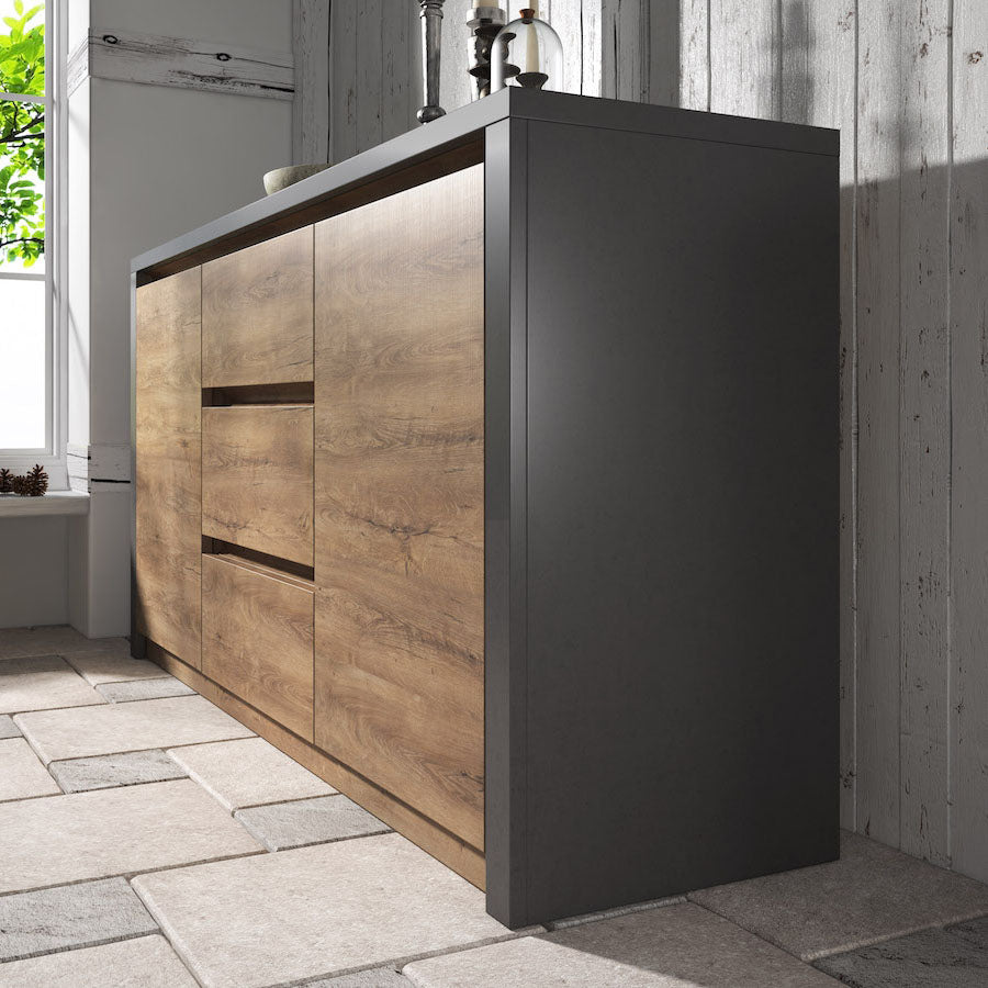 Monaco - Dressoir - Eiken/grijs - 140x43x80 cm
