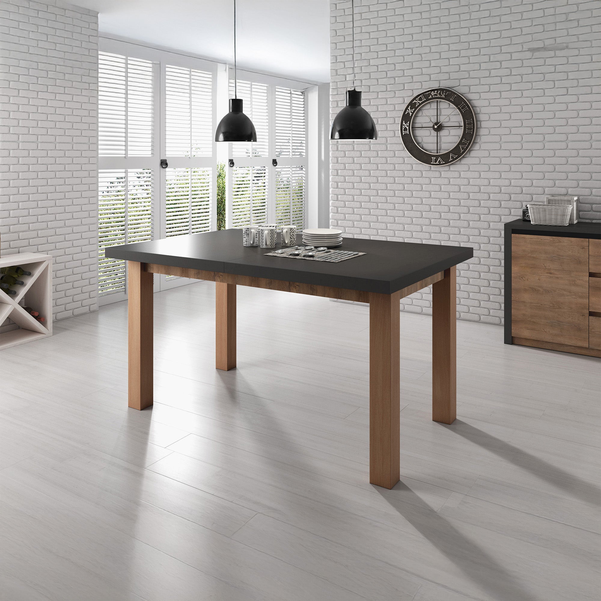 Monaco - Eetkamertafel - Eiken/Grijs - 160x90x79 cm