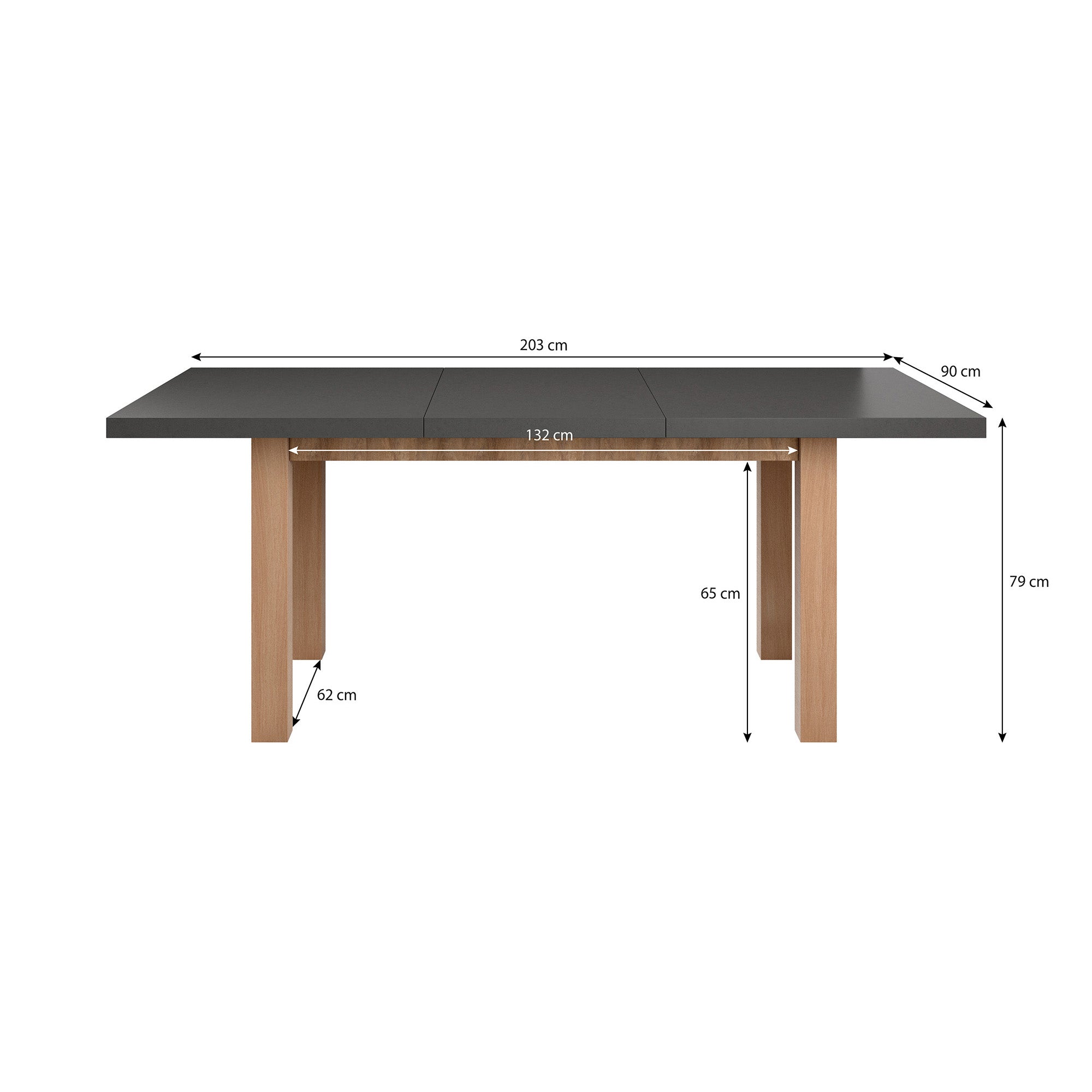 Monaco - Eetkamertafel - Eiken/Grijs - 160x90x79 cm