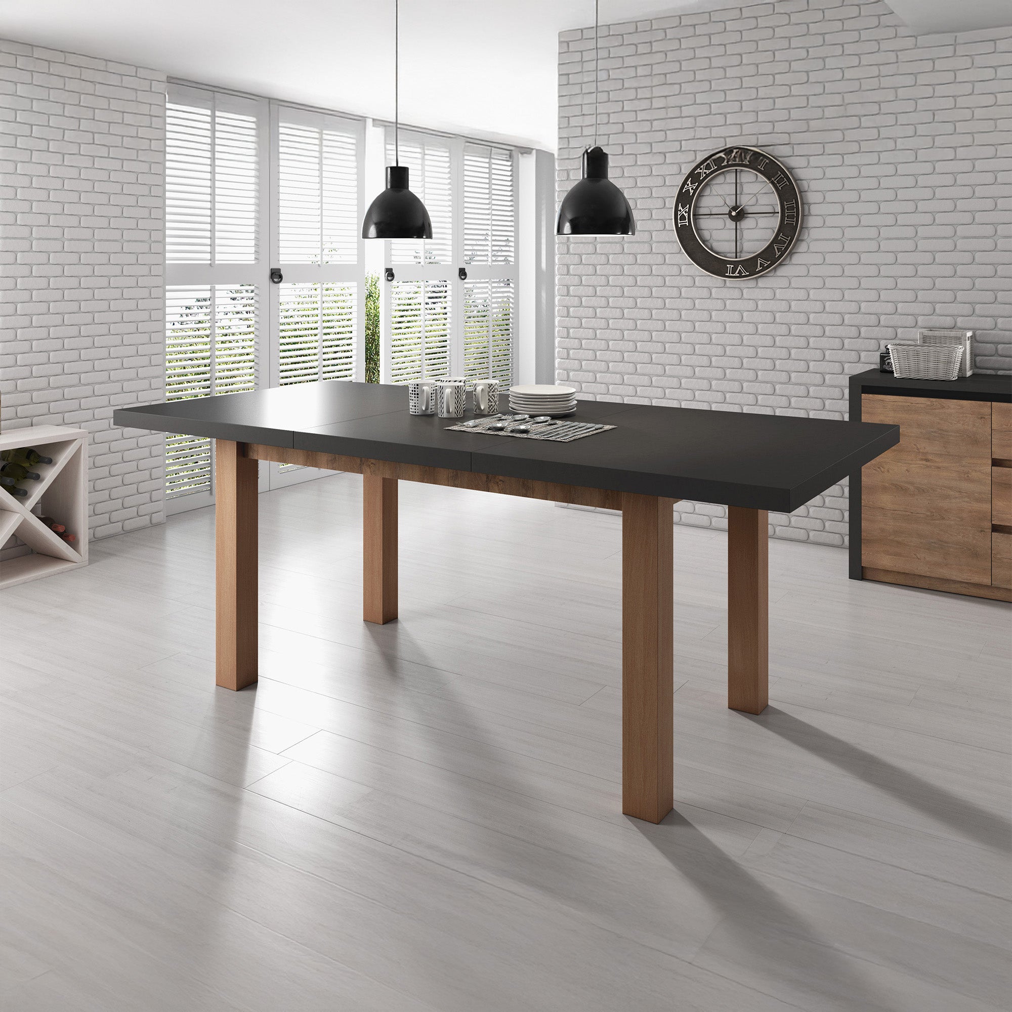 Monaco - Eetkamertafel - Eiken/Grijs - 160x90x79 cm