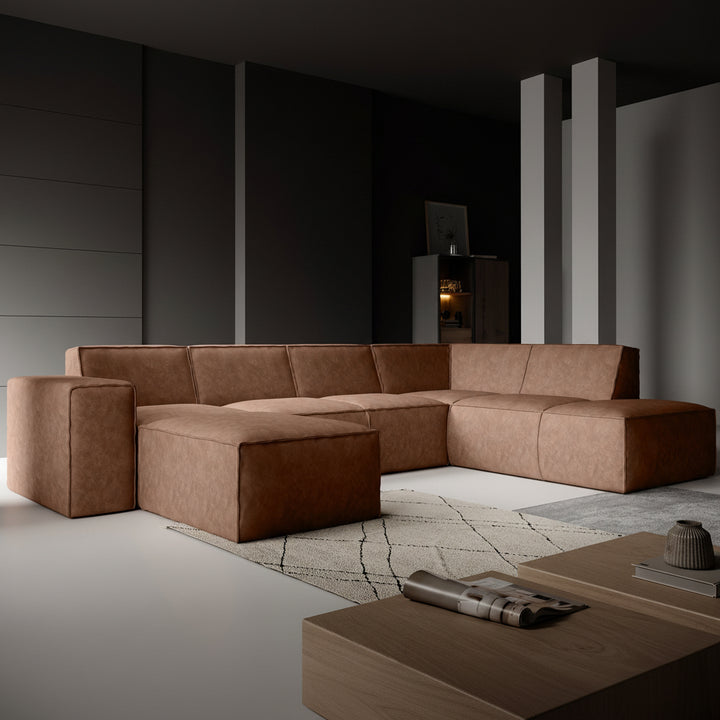 Monet XL - Hoekbank - Cognac - Leer - Links