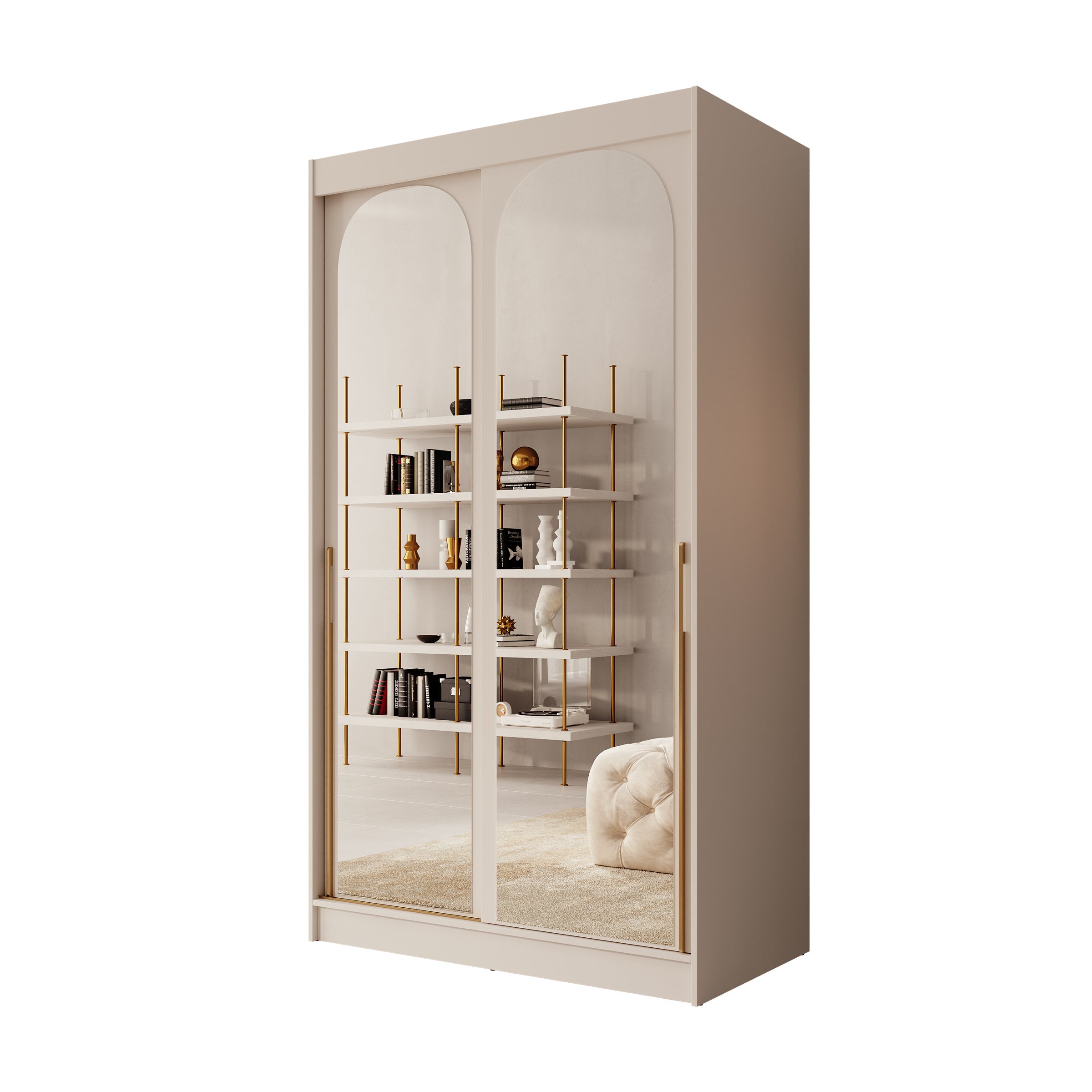 Moniq - Kledingkast met 2 schuifdeuren - Beige - 120x65x215