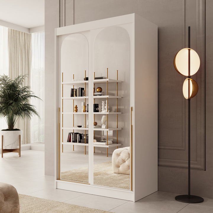 Moniq - Kledingkast met 2 schuifdeuren - Wit - 120x65x215 cm