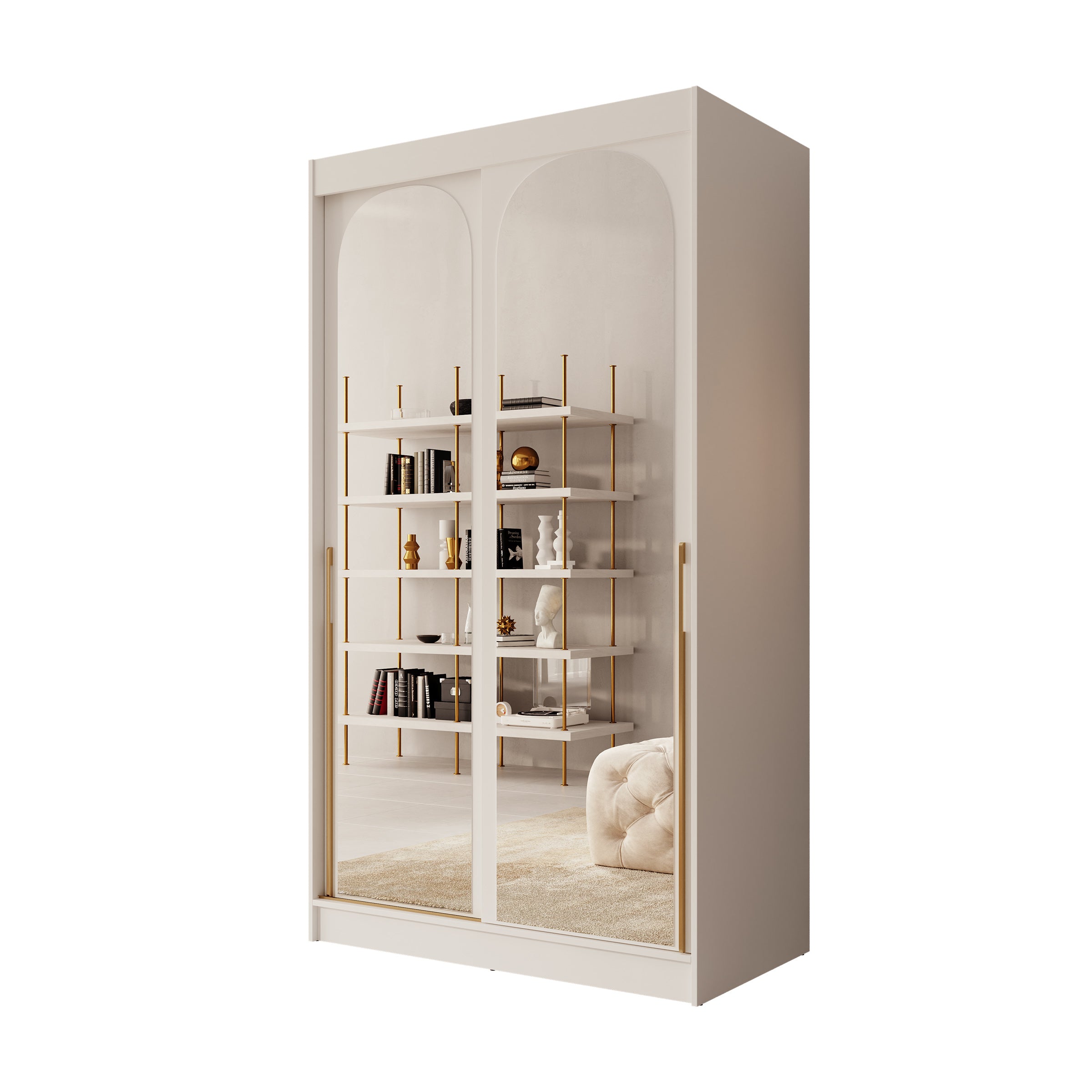Moniq - Kledingkast met 2 schuifdeuren - Wit - 120x65x215 cm