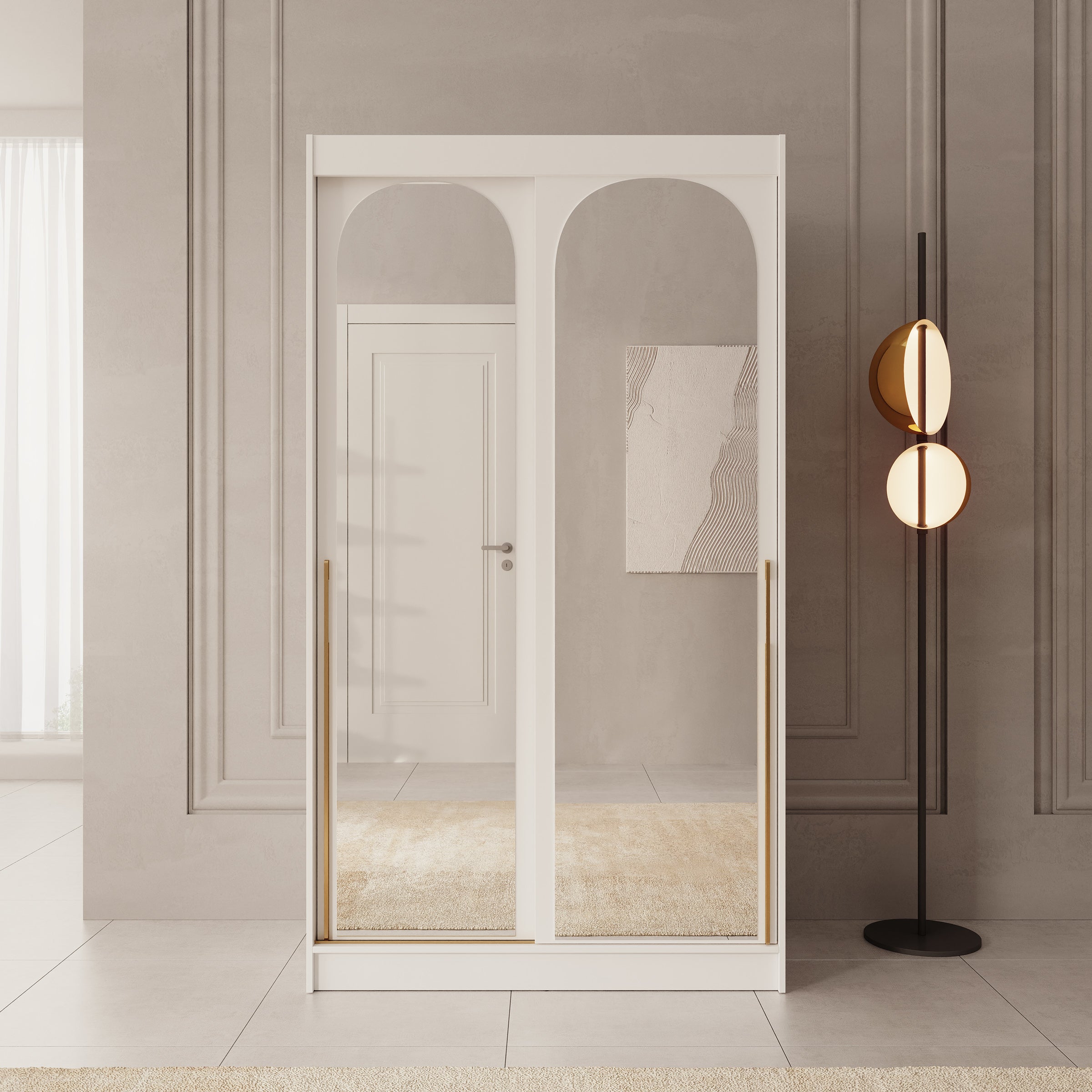 Moniq - Kledingkast met 2 schuifdeuren - Wit - 120x65x215 cm