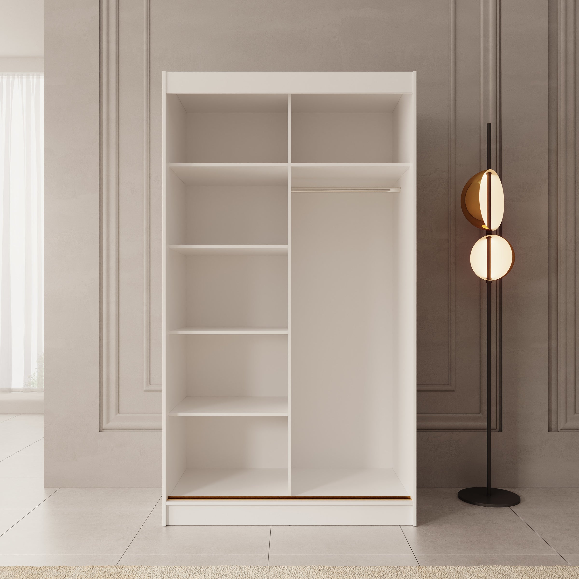 Moniq - Kledingkast met 2 schuifdeuren - Wit - 120x65x215 cm