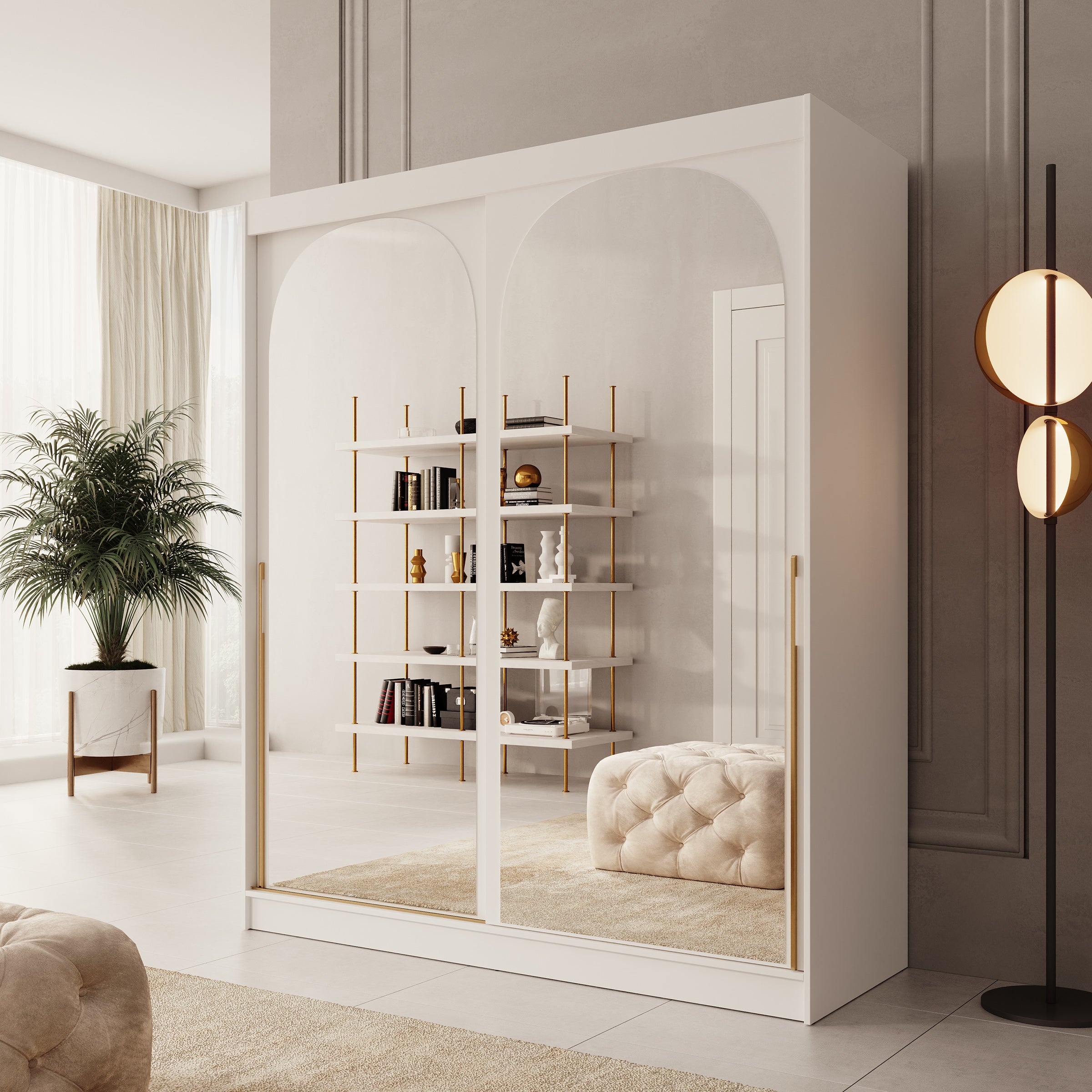 Moniq - Kledingkast met 2 schuifdeuren - Wit - 180x65x215 cm