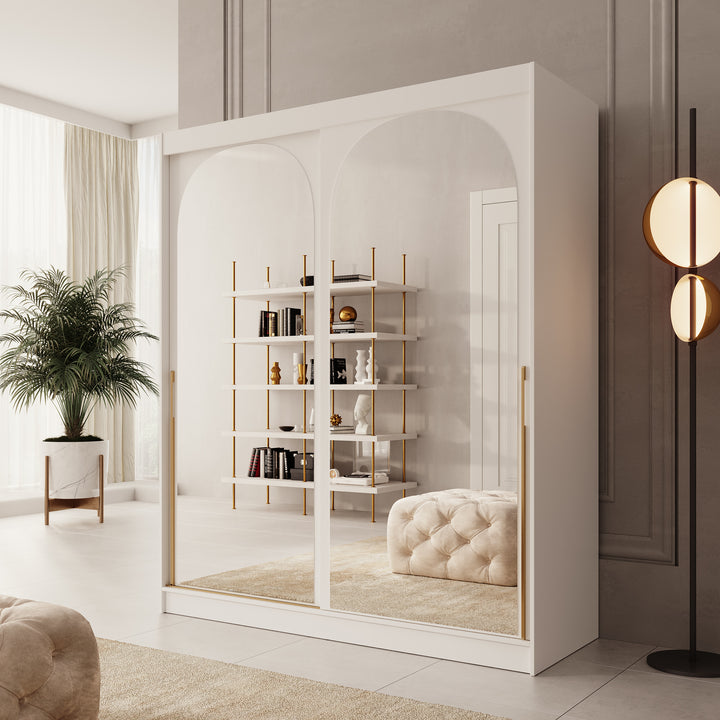 Moniq - Kledingkast met 2 schuifdeuren - Wit - 180x65x215 cm