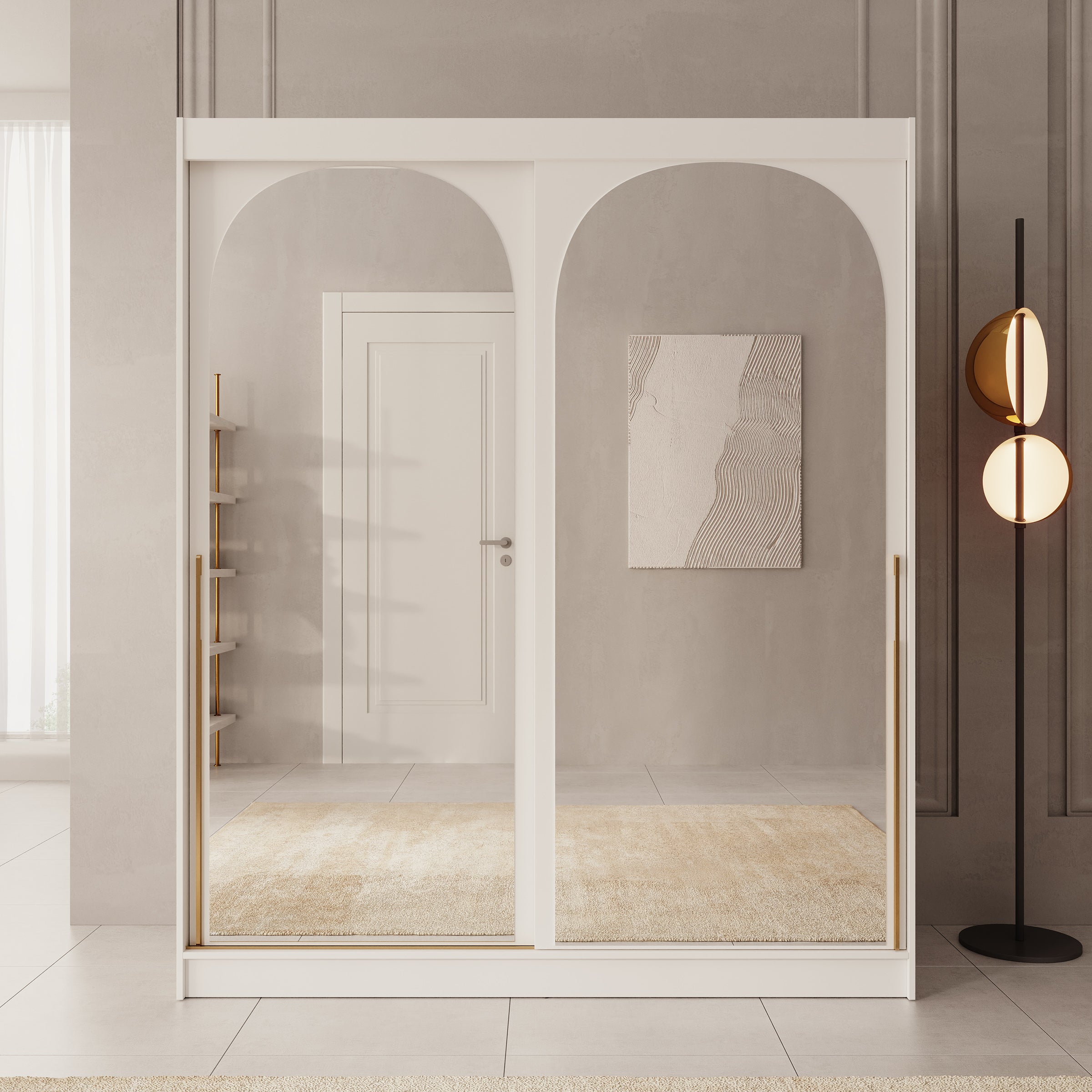 Moniq - Kledingkast met 2 schuifdeuren - Wit - 180x65x215 cm
