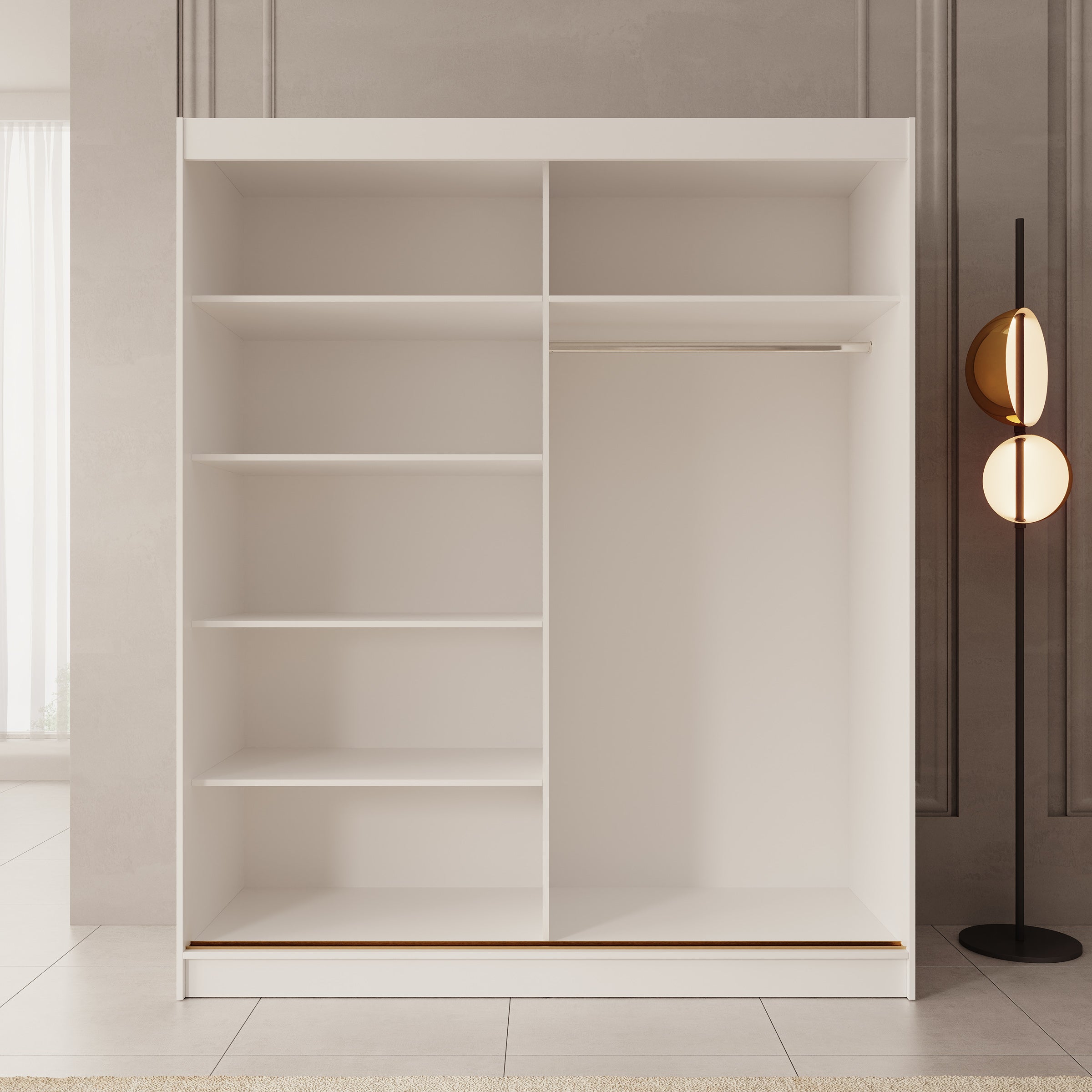 Moniq - Kledingkast met 2 schuifdeuren - Wit - 180x65x215 cm
