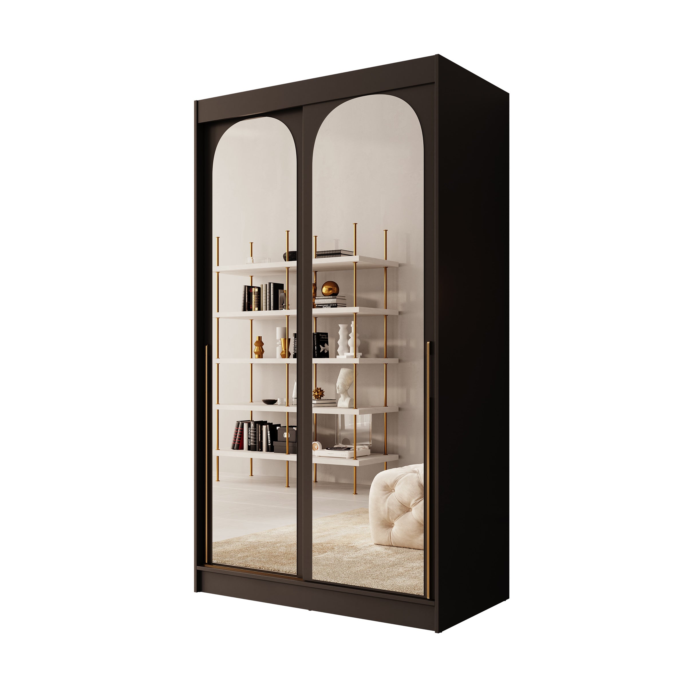 Moniq - Kledingkast met 2 schuifdeuren - Zwart - 120x65x215