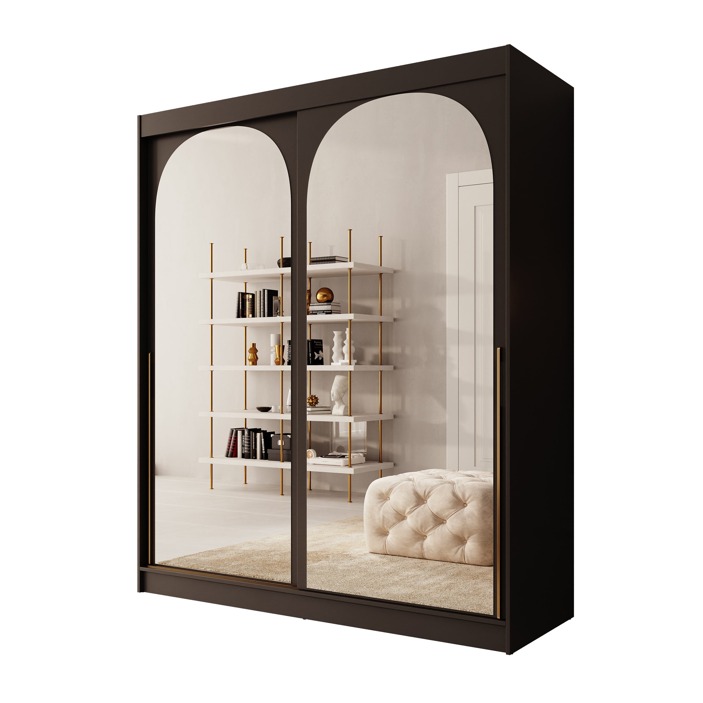 Moniq - Kledingkast met 2 schuifdeuren - Zwart - 180x65x215