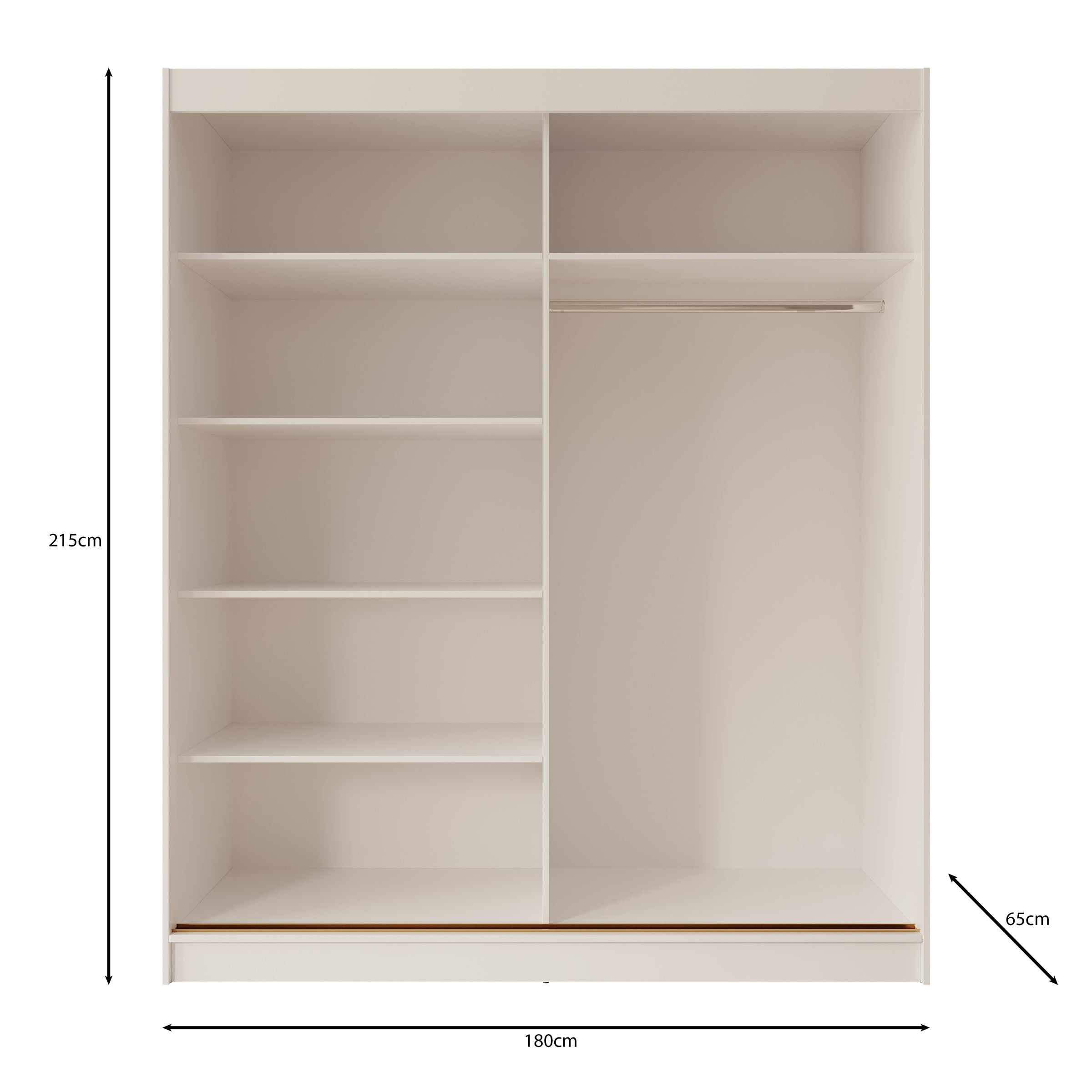 Moniq - Kledingkast met 2 schuifdeuren - Zwart - 180x65x215