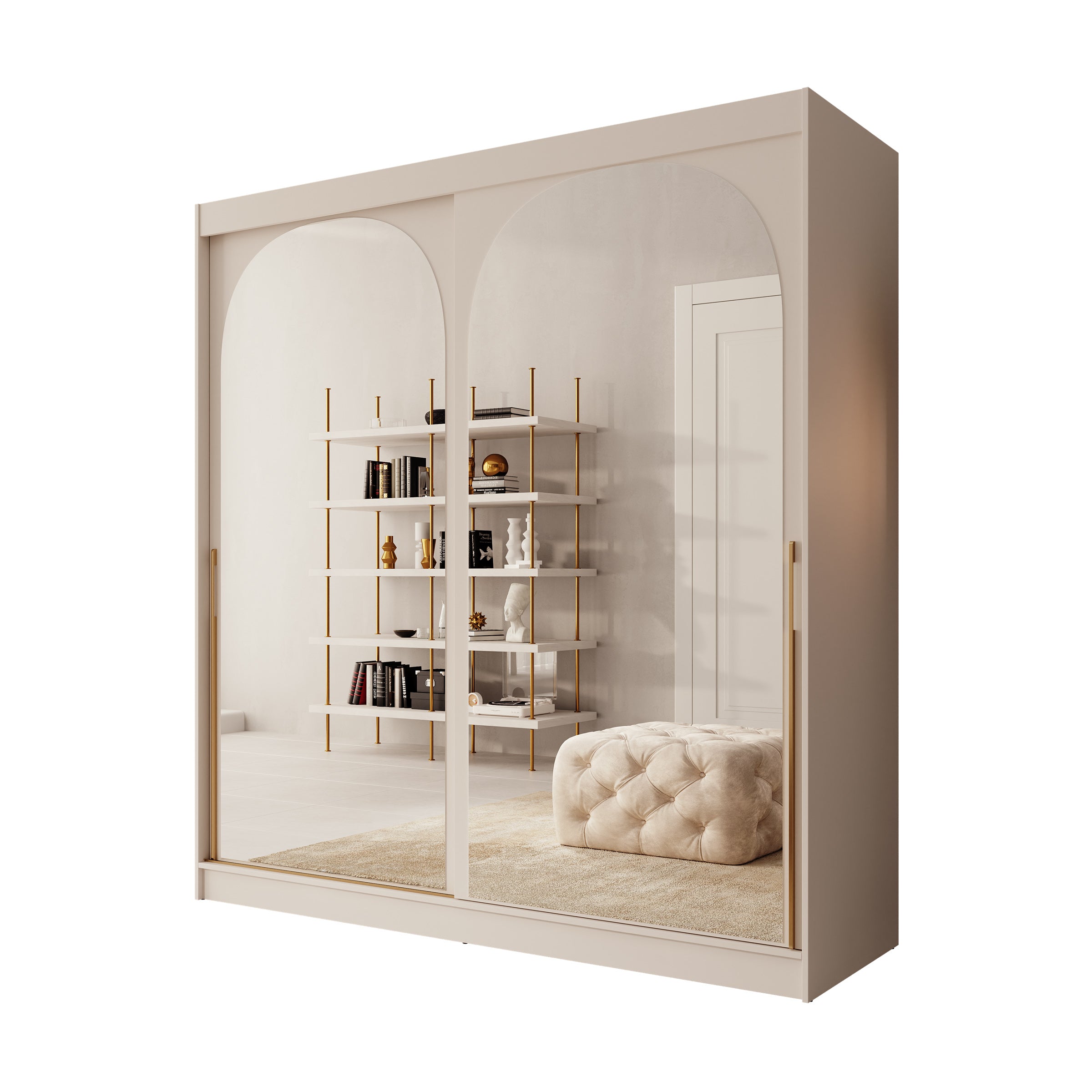 Moniq - Kledingkast met schuifdeuren - Beige - 200x65x215 cm