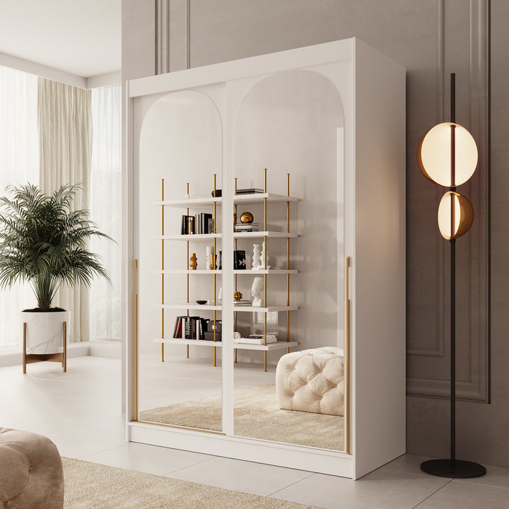Moniq - Kledingkast met schuifdeuren - Wit - 150x65x215 cm