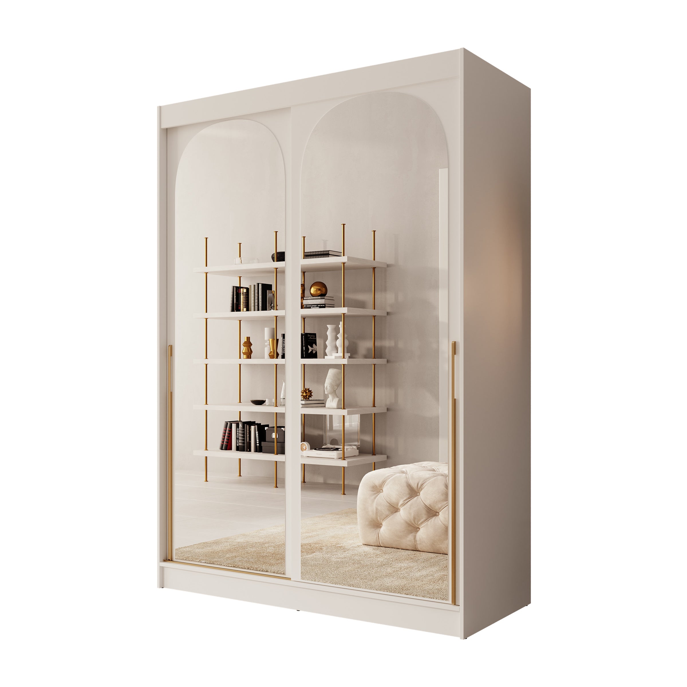 Moniq - Kledingkast met schuifdeuren - Wit - 150x65x215 cm