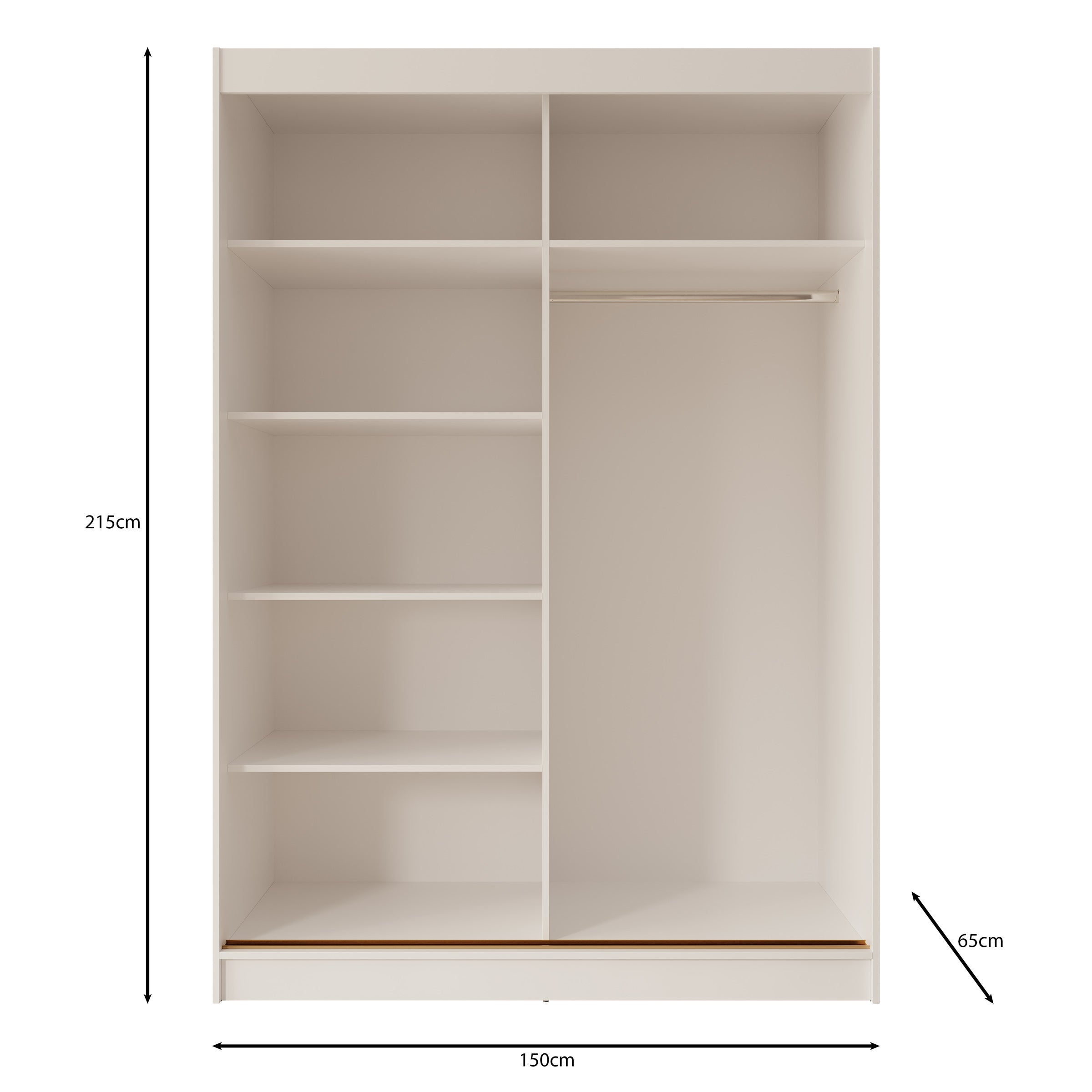 Moniq - Kledingkast met schuifdeuren - Wit - 150x65x215 cm