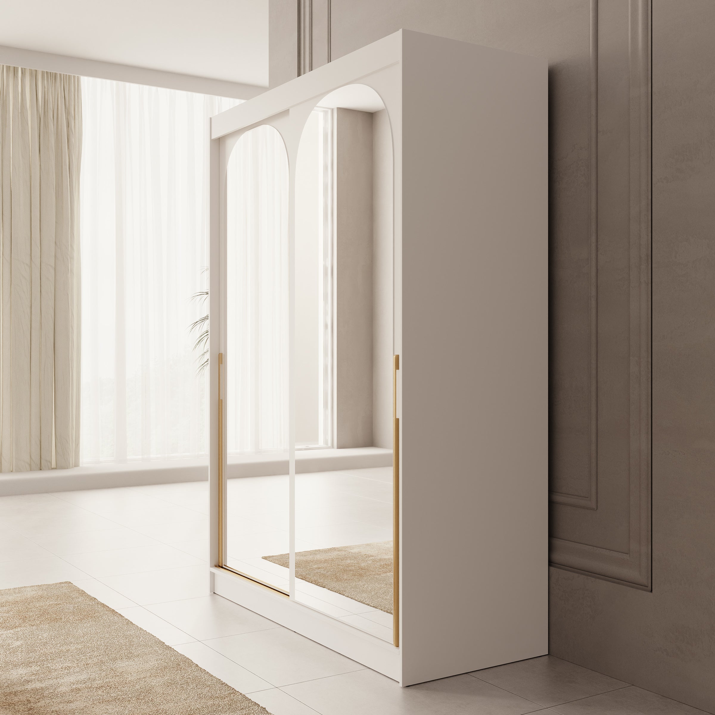 Moniq - Kledingkast met schuifdeuren - Wit - 150x65x215 cm