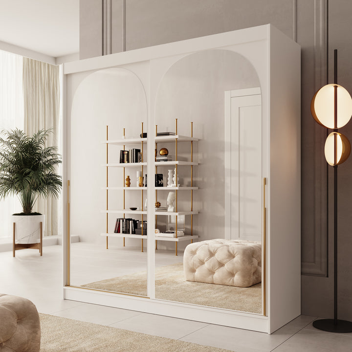 Moniq - Kledingkast met schuifdeuren - Wit - 200x65x215 cm