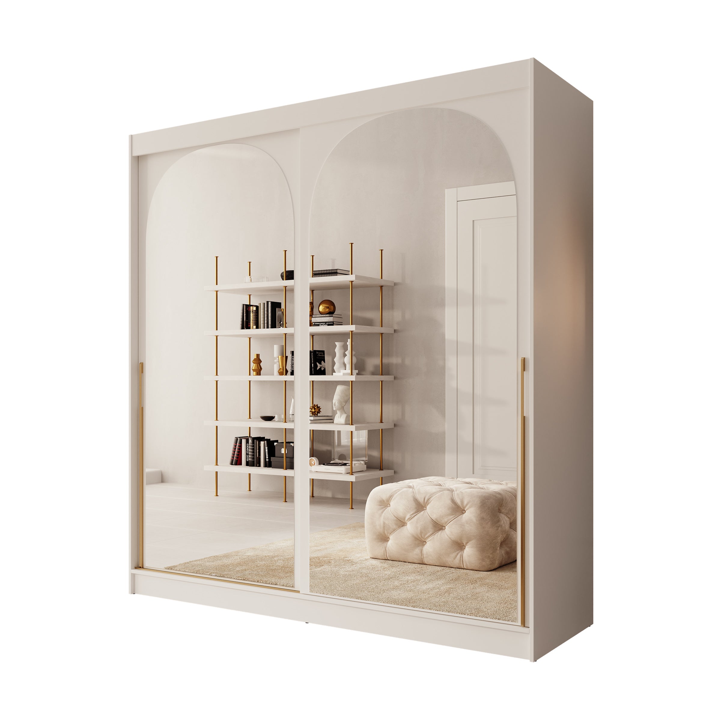 Moniq - Kledingkast met schuifdeuren - Wit - 200x65x215 cm